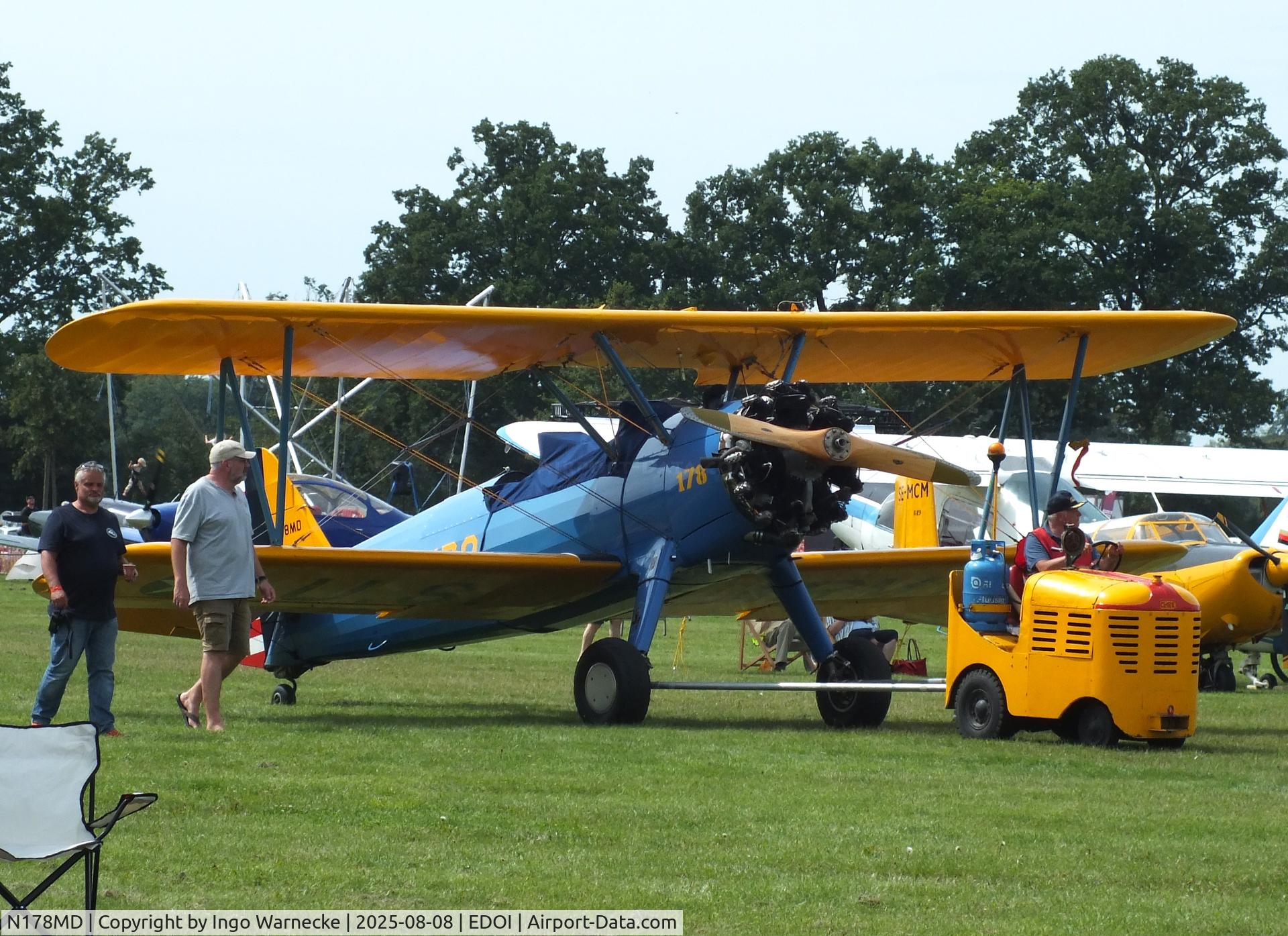N178MD, 1940 Boeing B75N1 C/N 75-7853, Boeing (Stearman) B75N1 at Bienenfarm airfield during the 2025 Quax Bücker-Treffen (Bücker-Meeting) and Vintage Aerobatic World Championships
