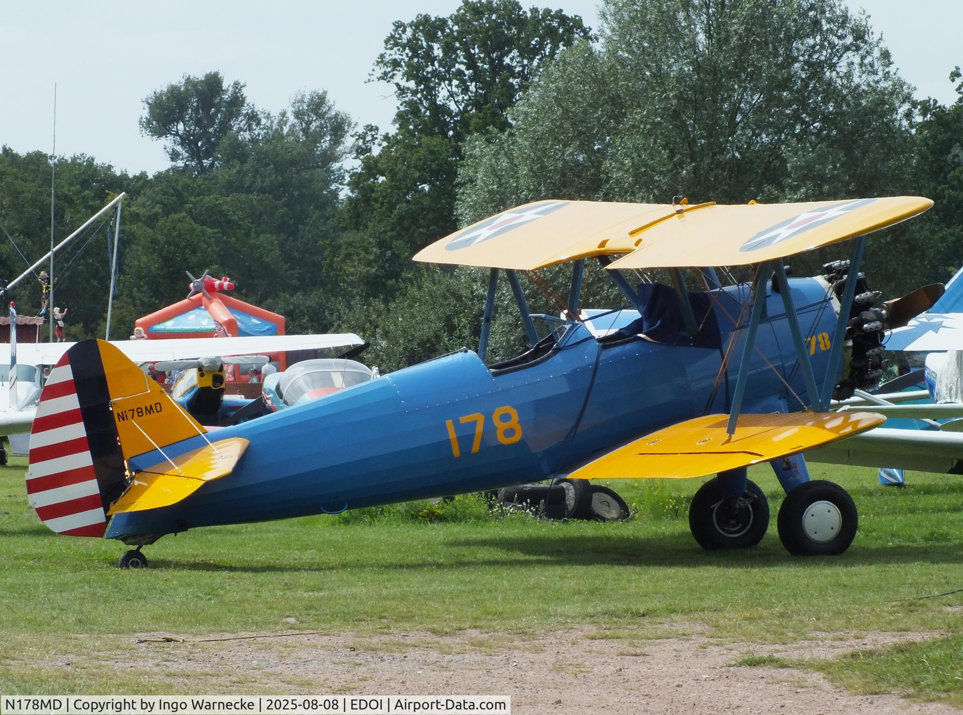 N178MD, 1940 Boeing B75N1 C/N 75-7853, Boeing (Stearman) B75N1 at Bienenfarm airfield during the 2025 Quax Bücker-Treffen (Bücker-Meeting) and Vintage Aerobatic World Championships