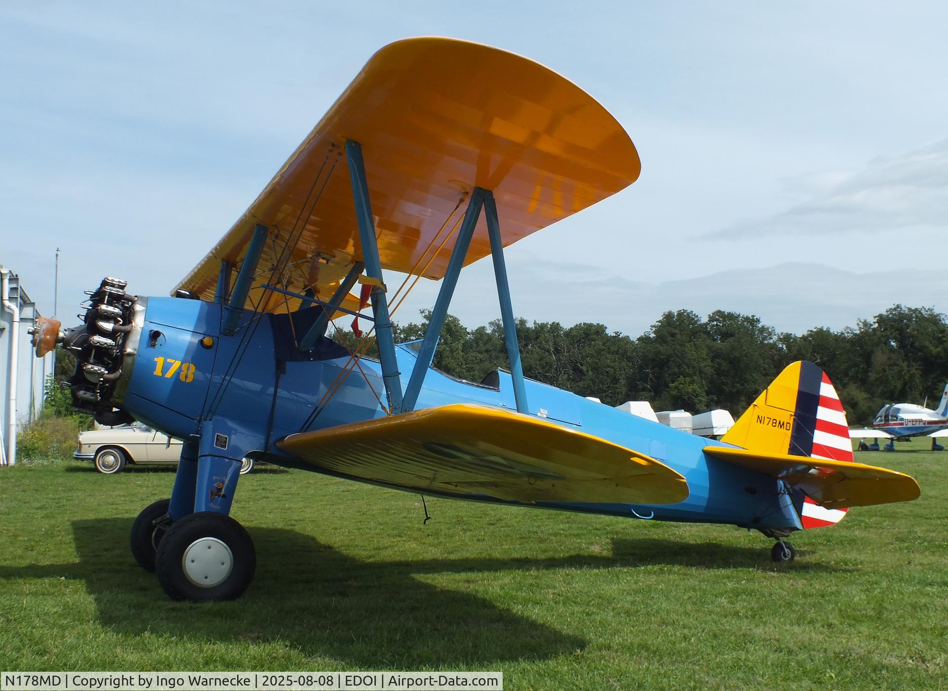 N178MD, 1940 Boeing B75N1 C/N 75-7853, Boeing (Stearman) B75N1 at Bienenfarm airfield during the 2025 Quax Bücker-Treffen (Bücker-Meeting) and Vintage Aerobatic World Championships