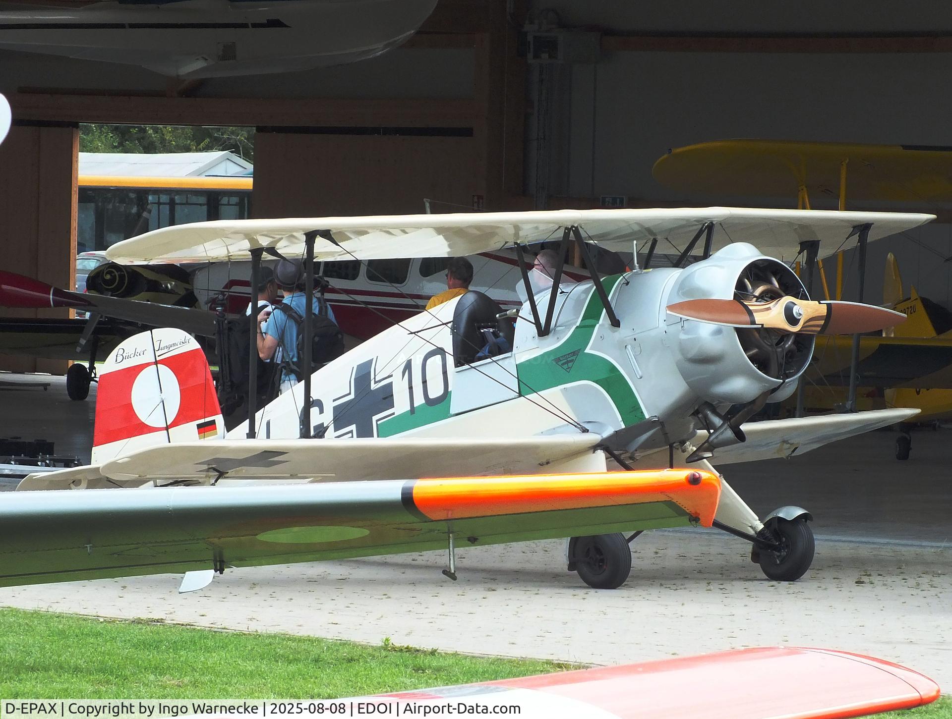 D-EPAX, CASA 1-133C Jungmeister C/N 51, CASA 1.133C (spanish license built Bücker Bü 133 Jungmeister) at Bienenfarm airfield during the 2025 Quax Bücker-Treffen (Bücker-Meeting) and Vintage Aerobatic World Championships