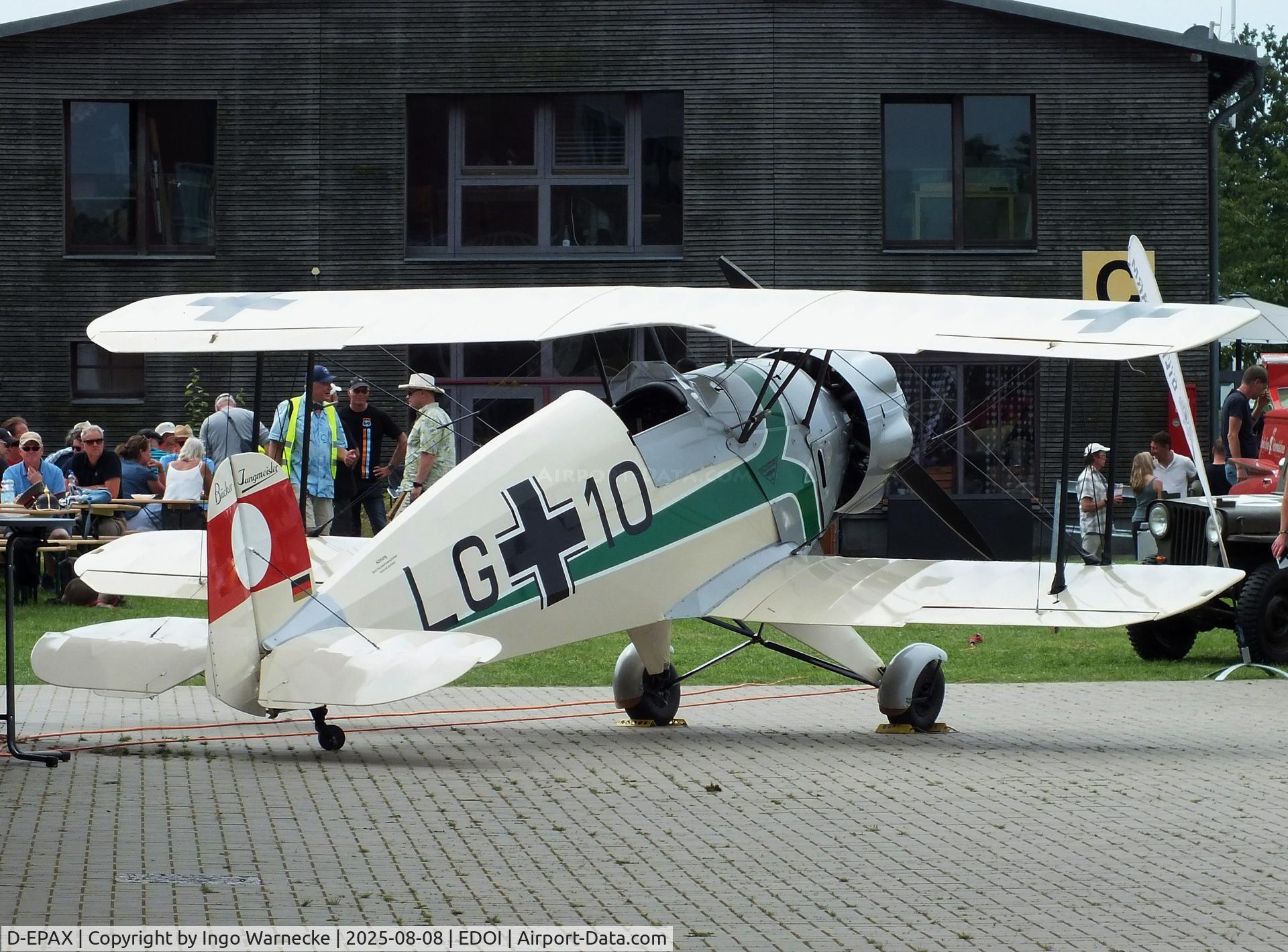 D-EPAX, CASA 1-133C Jungmeister C/N 51, CASA 1.133C (spanish license built Bücker Bü 133 Jungmeister) at Bienenfarm airfield during the 2025 Quax Bücker-Treffen (Bücker-Meeting) and Vintage Aerobatic World Championships