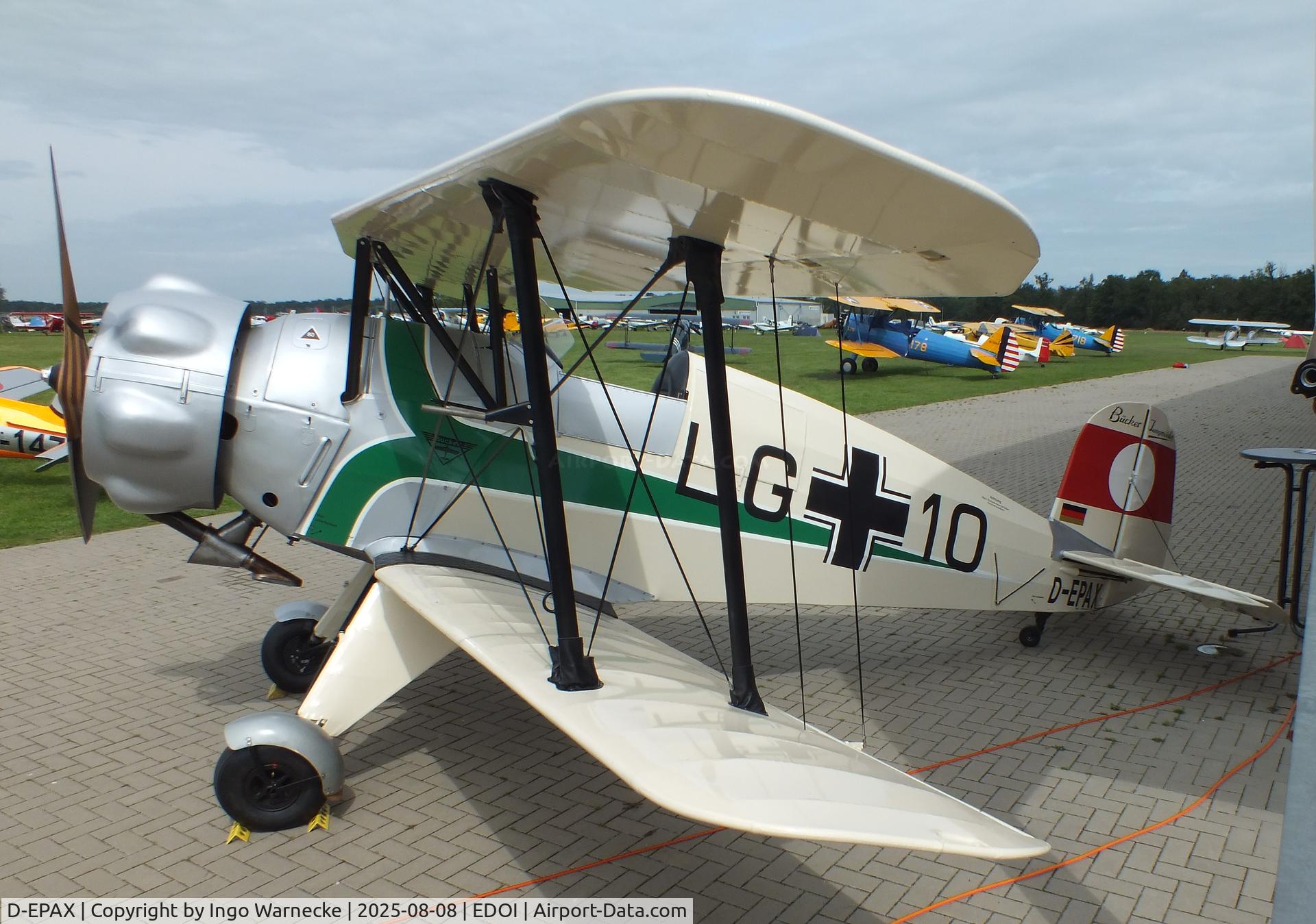 D-EPAX, CASA 1-133C Jungmeister C/N 51, CASA 1.133C (spanish license built Bücker Bü 133 Jungmeister) at Bienenfarm airfield during the 2025 Quax Bücker-Treffen (Bücker-Meeting) and Vintage Aerobatic World Championships