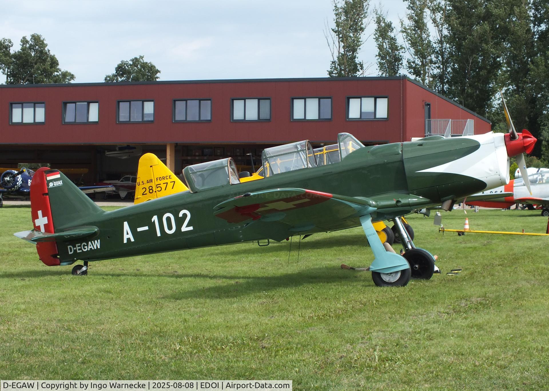 D-EGAW, 1948 Pilatus P2-06 C/N 49, Pilatus P2-06 at Bienenfarm airfield during the 2025 Quax Bücker-Treffen (Bücker-Meeting) and Vintage Aerobatic World Championships
