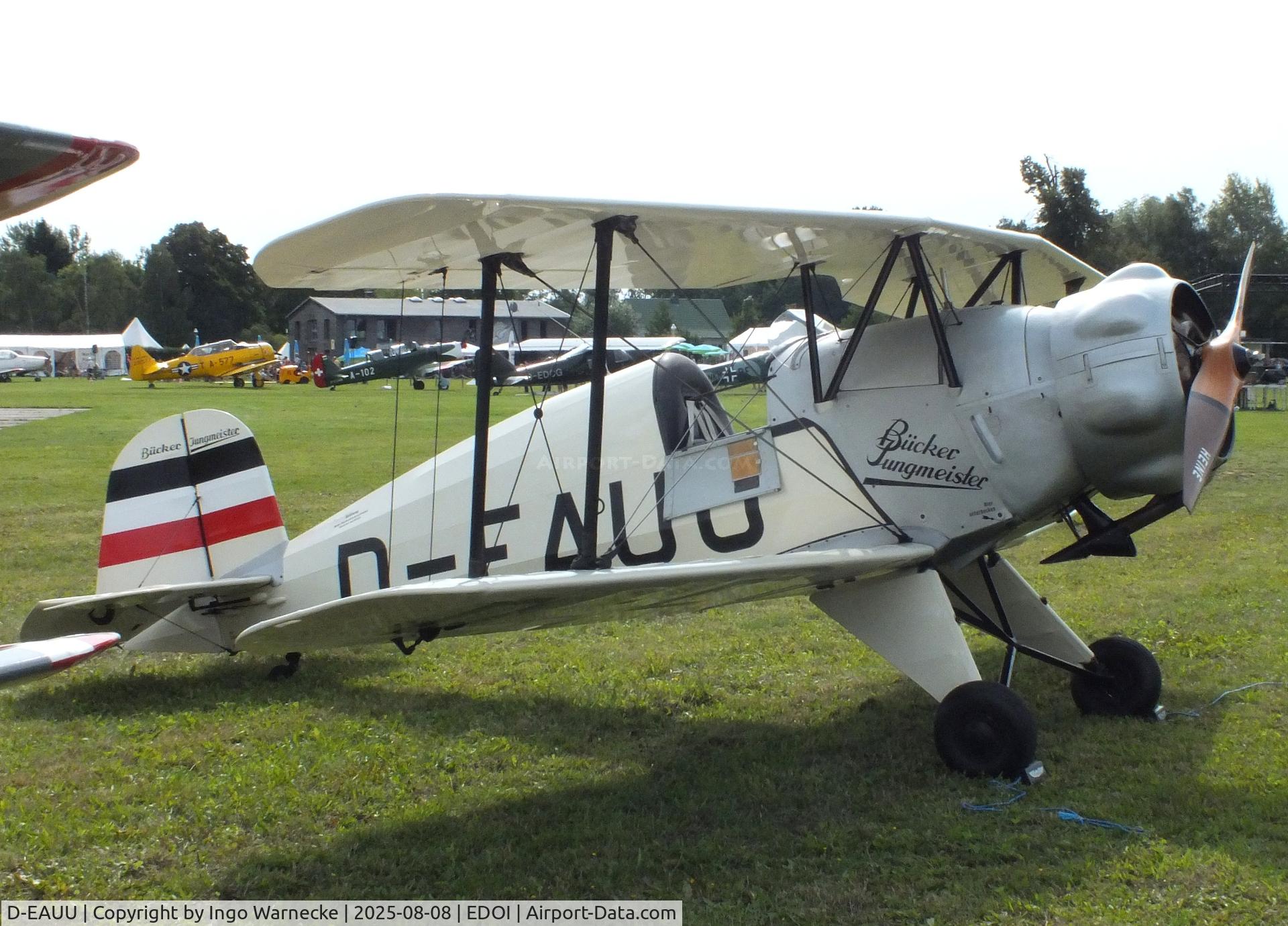 D-EAUU, 1938 Doflug Bu-133C Jungmeister C/N 10, Bücker (Doflug) Bü 133C Jungmeister at Bienenfarm airfield during the 2025 Quax Bücker-Treffen (Bücker-Meeting) and Vintage Aerobatic World Championships