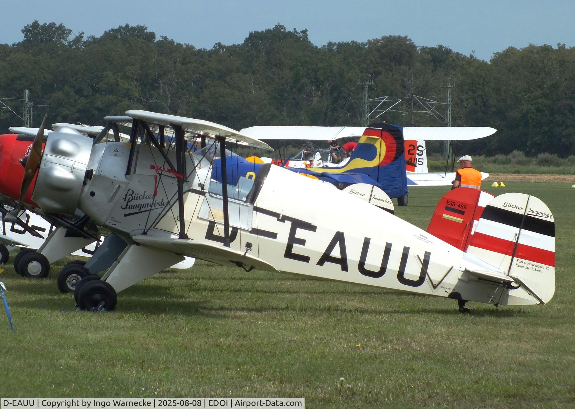 D-EAUU, 1938 Doflug Bu-133C Jungmeister C/N 10, Bücker (Doflug) Bü 133C Jungmeister at Bienenfarm airfield during the 2025 Quax Bücker-Treffen (Bücker-Meeting) and Vintage Aerobatic World Championships