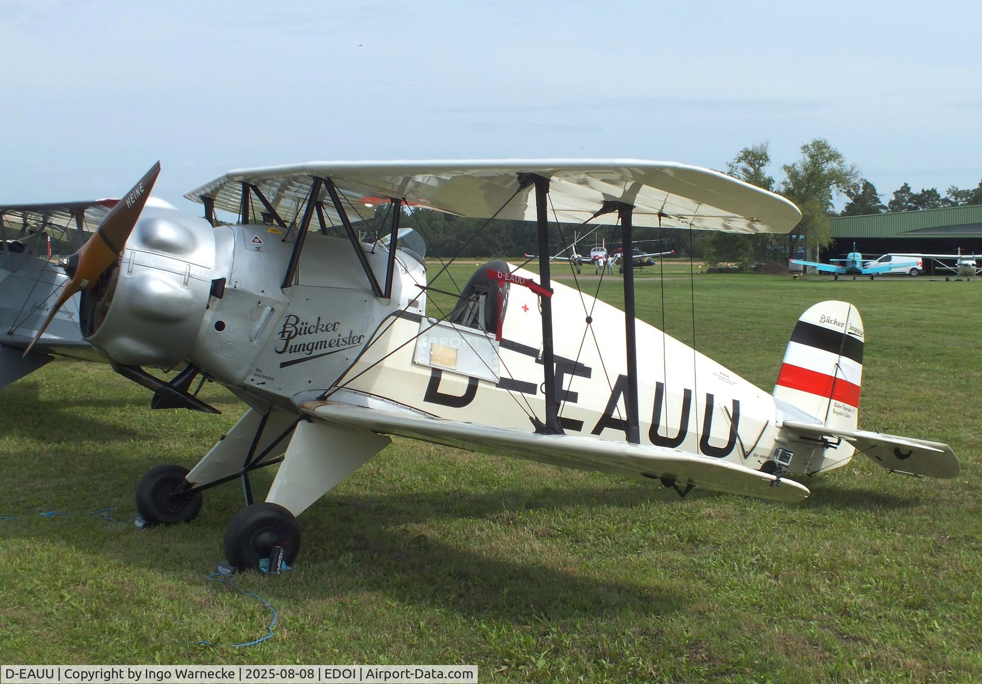 D-EAUU, 1938 Doflug Bu-133C Jungmeister C/N 10, Bücker (Doflug) Bü 133C Jungmeister at Bienenfarm airfield during the 2025 Quax Bücker-Treffen (Bücker-Meeting) and Vintage Aerobatic World Championships
