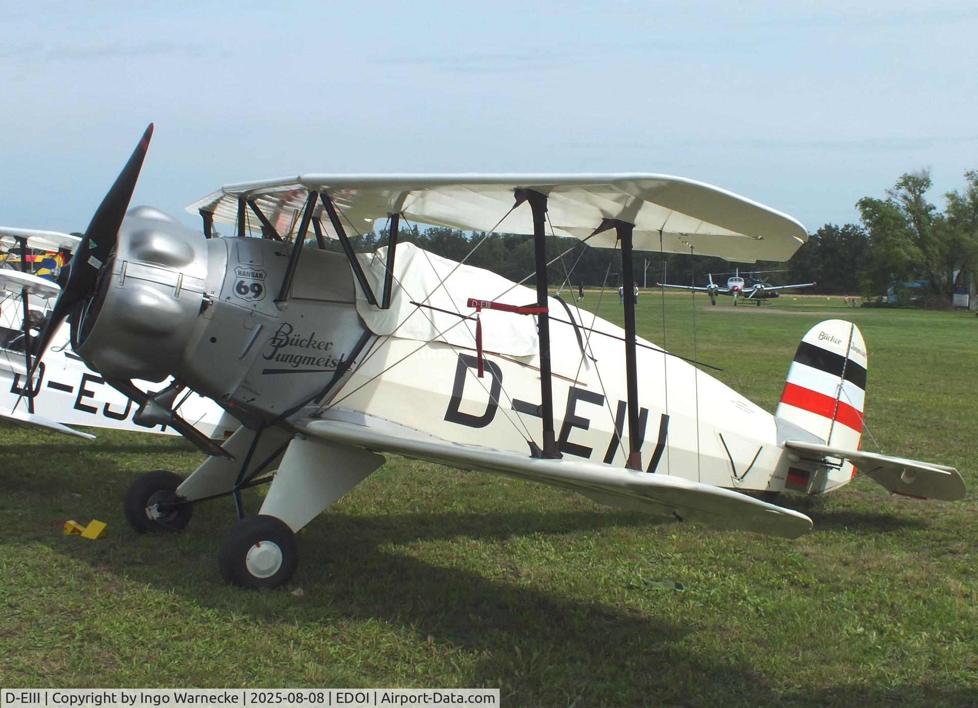 D-EIII, 1937 Bucker Bu-133C Jungmeister C/N 51, Bücker Bü 133C Jungmeister at Bienenfarm airfield during the 2025 Quax Bücker-Treffen (Bücker-Meeting) and Vintage Aerobatic World Championships
