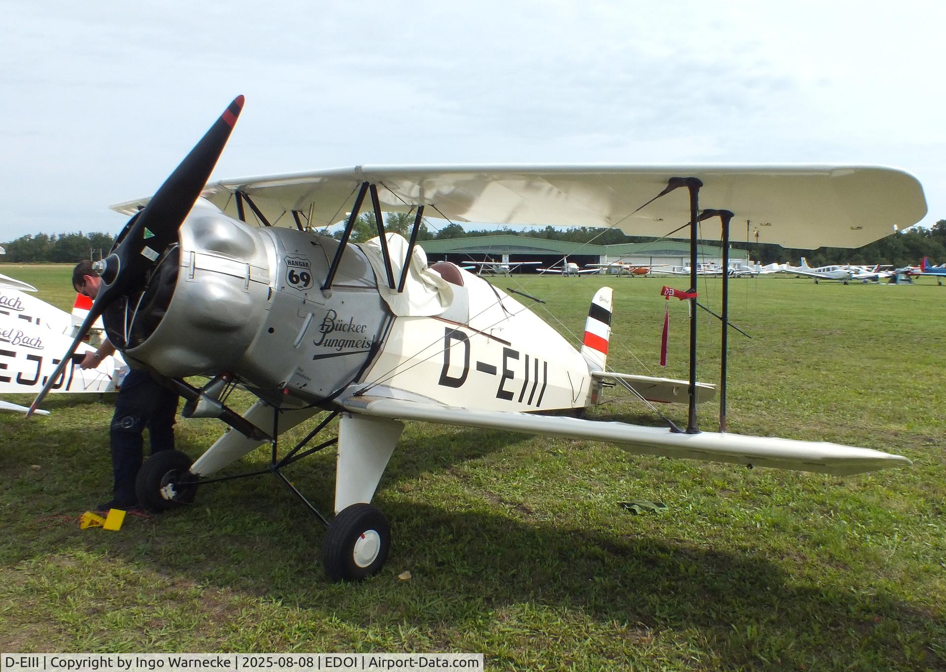 D-EIII, 1937 Bucker Bu-133C Jungmeister C/N 51, Bücker Bü 133C Jungmeister at Bienenfarm airfield during the 2025 Quax Bücker-Treffen (Bücker-Meeting) and Vintage Aerobatic World Championships