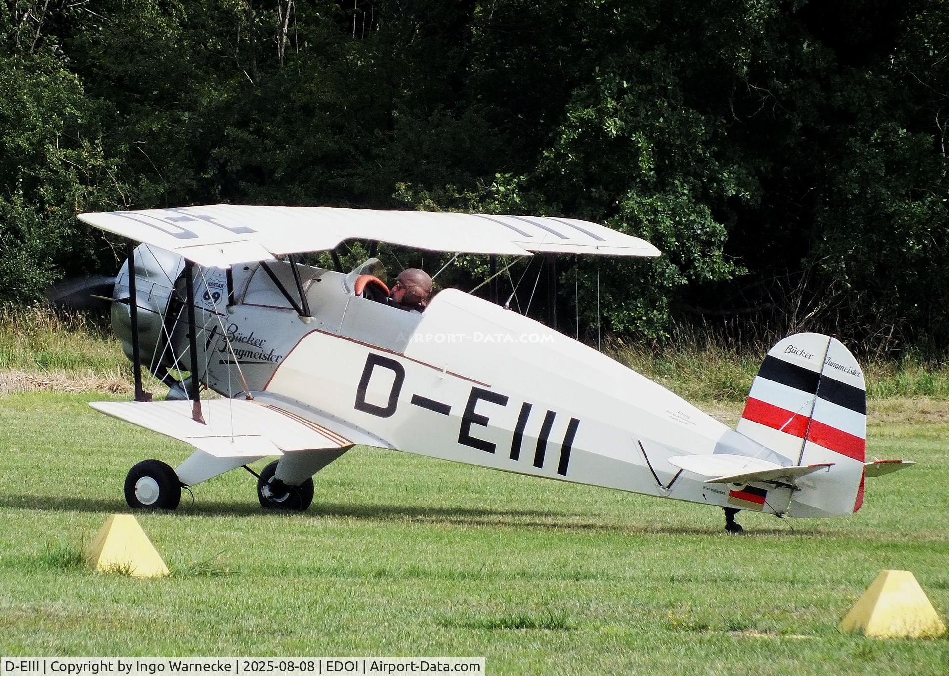 D-EIII, 1937 Bucker Bu-133C Jungmeister C/N 51, Bücker Bü 133C Jungmeister at Bienenfarm airfield during the 2025 Quax Bücker-Treffen (Bücker-Meeting) and Vintage Aerobatic World Championships