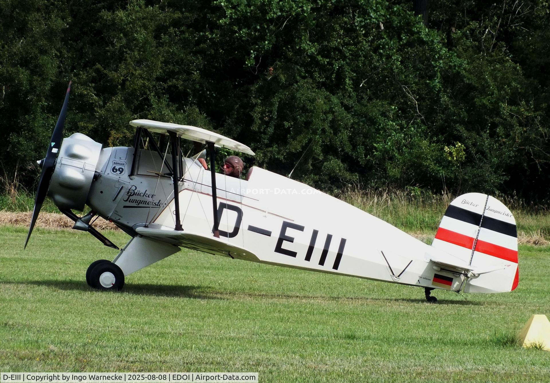 D-EIII, 1937 Bucker Bu-133C Jungmeister C/N 51, Bücker Bü 133C Jungmeister at Bienenfarm airfield during the 2025 Quax Bücker-Treffen (Bücker-Meeting) and Vintage Aerobatic World Championships
