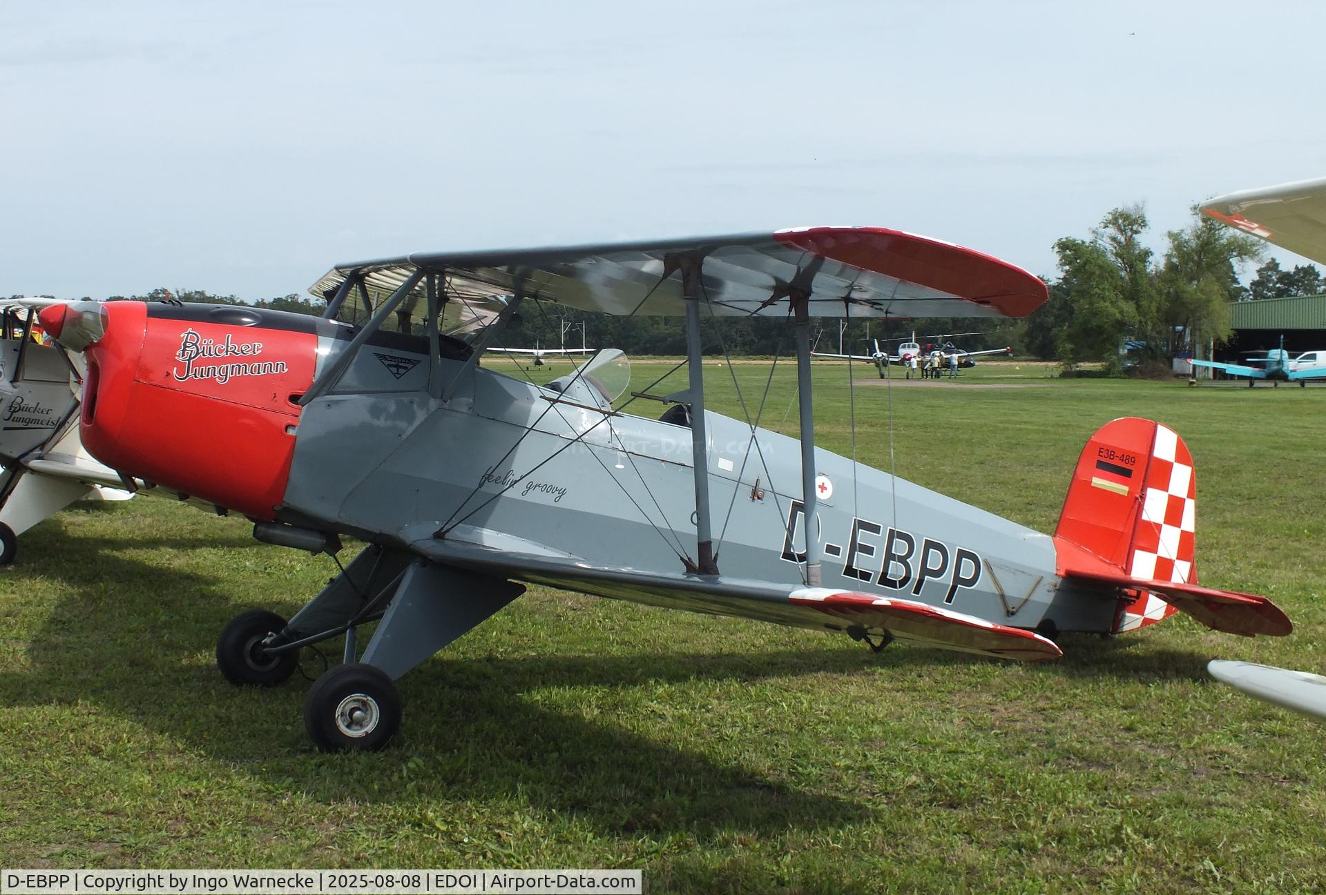 D-EBPP, 1954 CASA 1-131E Jungmann C/N 2091, CASA 1.131E (E3B) (spanish license built Bücker Bü 131 Jungmann) at Bienenfarm airfield during the 2025 Quax Bücker-Treffen (Bücker-Meeting) and Vintage Aerobatic World Championships