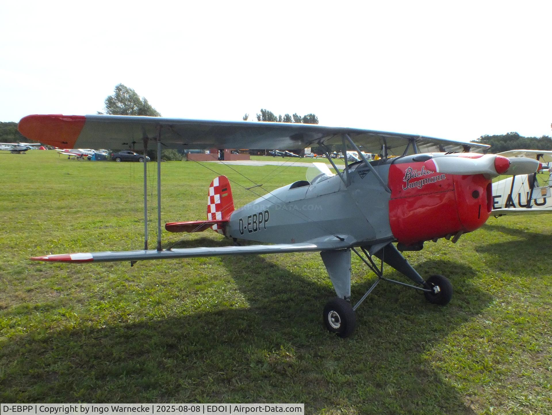 D-EBPP, 1954 CASA 1-131E Jungmann C/N 2091, CASA 1.131E (E3B) (spanish license built Bücker Bü 131 Jungmann) at Bienenfarm airfield during the 2025 Quax Bücker-Treffen (Bücker-Meeting) and Vintage Aerobatic World Championships