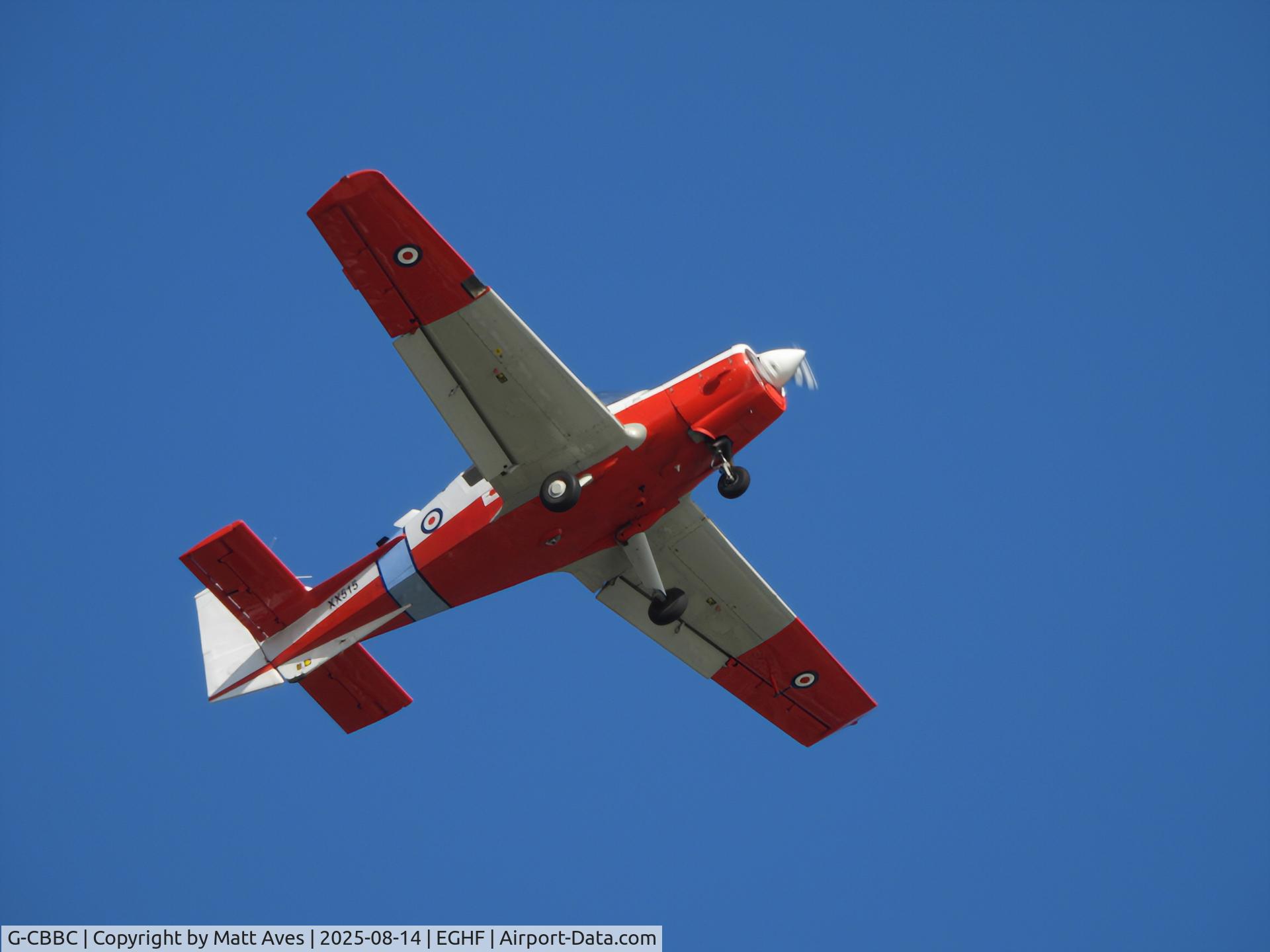 G-CBBC, 1973 Scottish Aviation Bulldog T.1 C/N BH120/201, Taking off from Solent Airport.