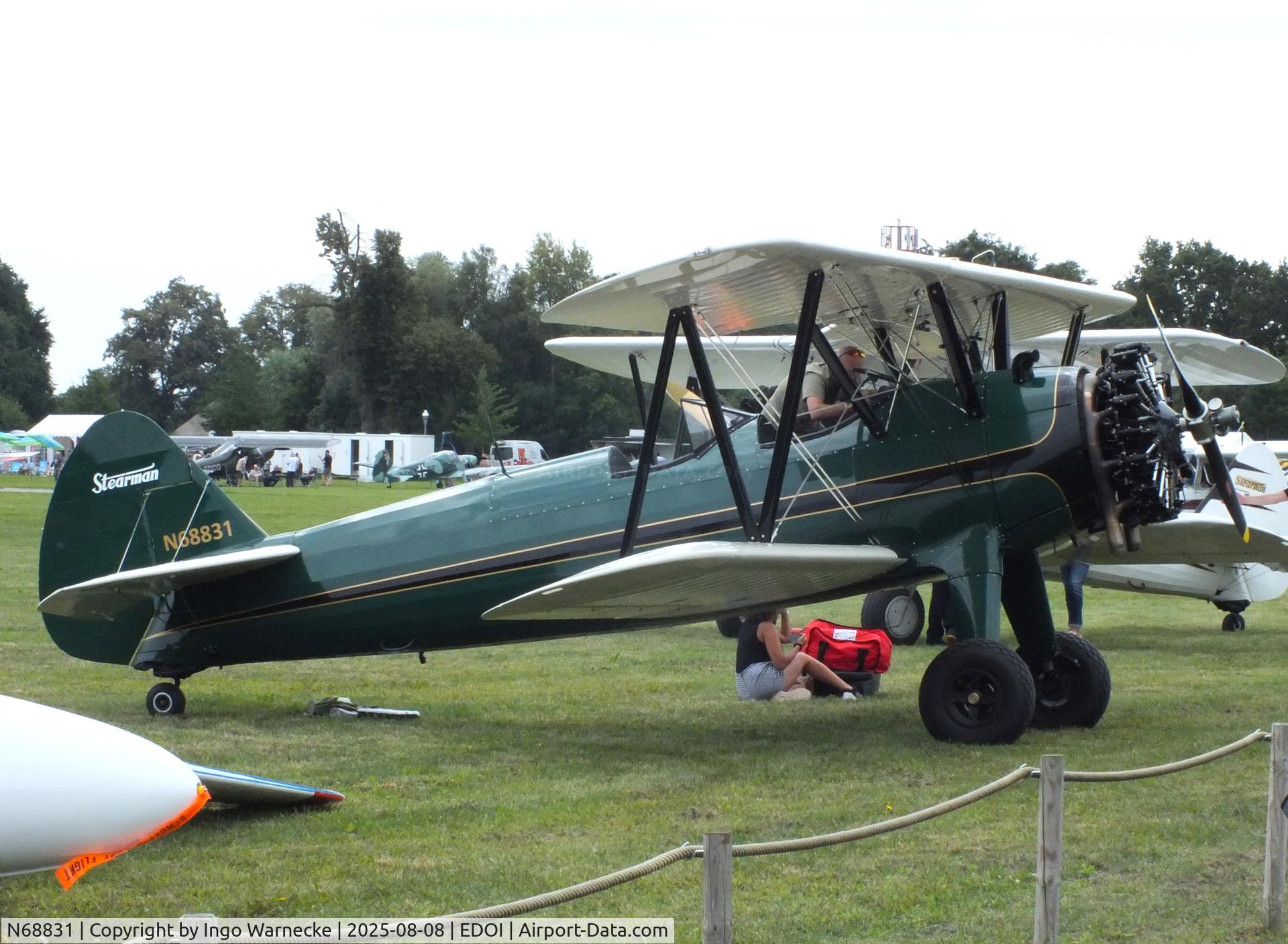 N68831, 1942 Boeing PT-13D Kaydet (E75) C/N 75-5657, Boeing (Stearman) PT-13D Kaydet / E75N1 at Bienenfarm airfield during the 2025 Quax Bücker-Treffen (Bücker-Meeting) and Vintage Aerobatic World Championships