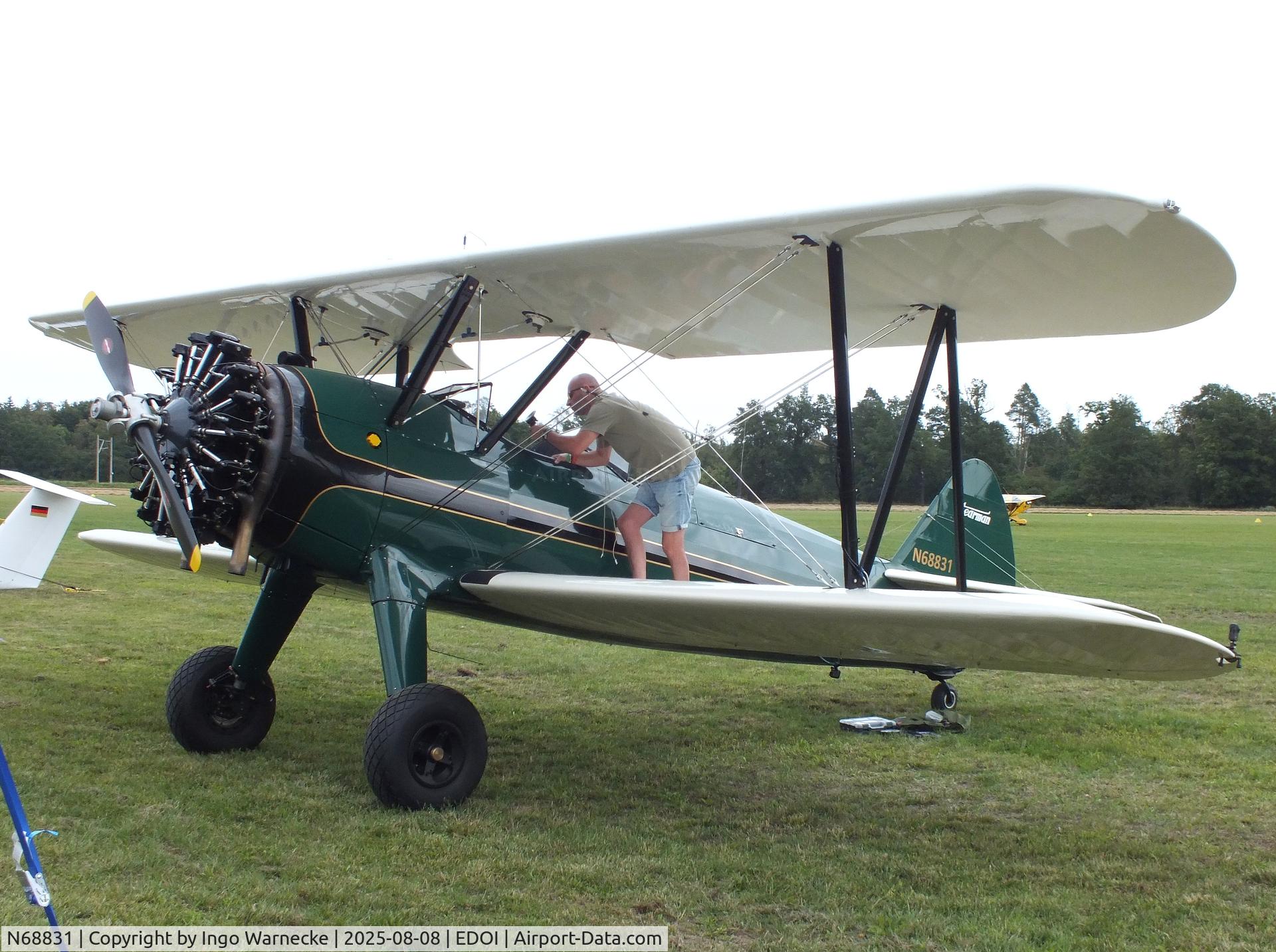 N68831, 1942 Boeing PT-13D Kaydet (E75) C/N 75-5657, Boeing (Stearman) PT-13D Kaydet / E75N1 at Bienenfarm airfield during the 2025 Quax Bücker-Treffen (Bücker-Meeting) and Vintage Aerobatic World Championships