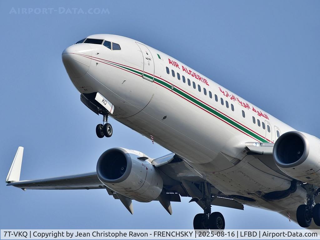 7T-VKQ, 2016 Boeing 737-8D6 C/N 60753, Oran (ORN)	Bordeaux (BOD)	AH1192