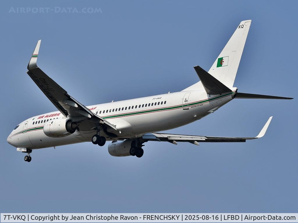 7T-VKQ, 2016 Boeing 737-8D6 C/N 60753, Oran (ORN)	Bordeaux (BOD)	AH1192