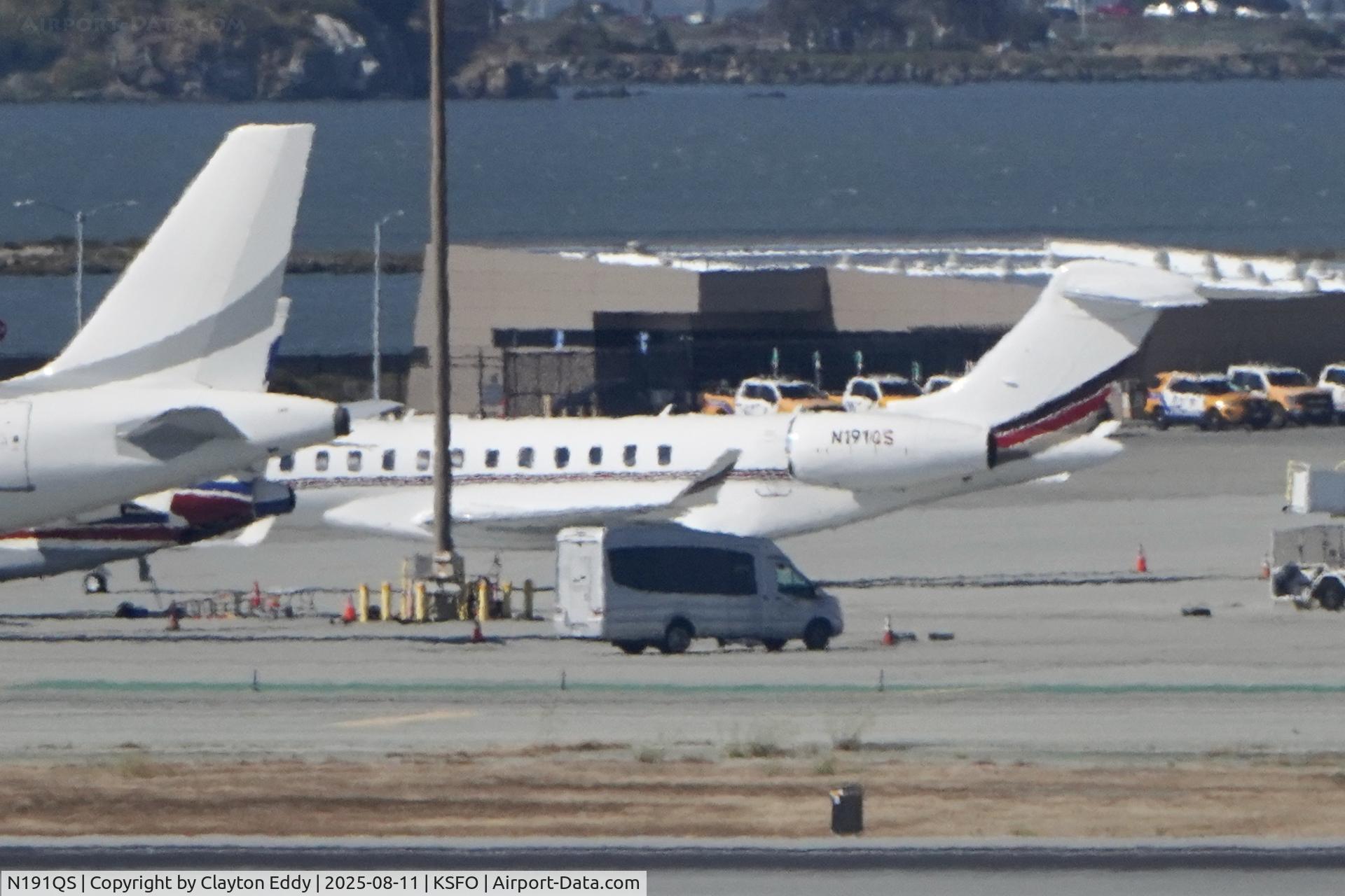 N191QS, 2025 Bombardier Inc. BD-700-2A12 Global 7500 C/N 70214, Blurry pic. Sky Terrace SFO 2025