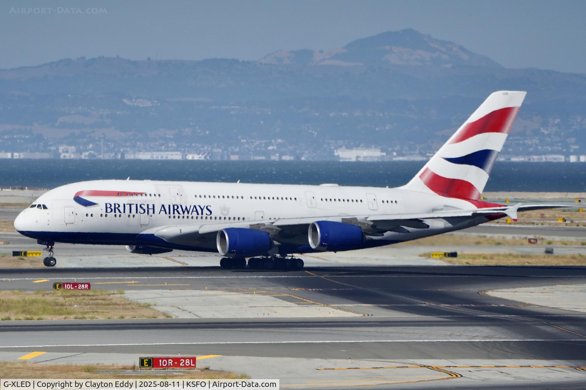 G-XLED, 2013 Airbus A380-841 C/N 144, Sky Terrace Mt. Diablo in the background. SFO 2025