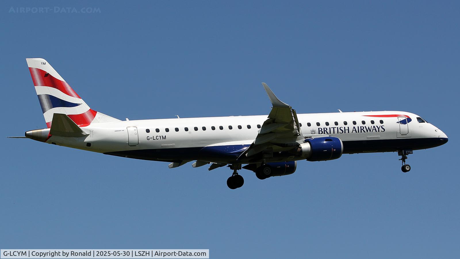 G-LCYM, 2010 Embraer 190SR (ERJ-190-100SR) C/N 19000351, at zrh