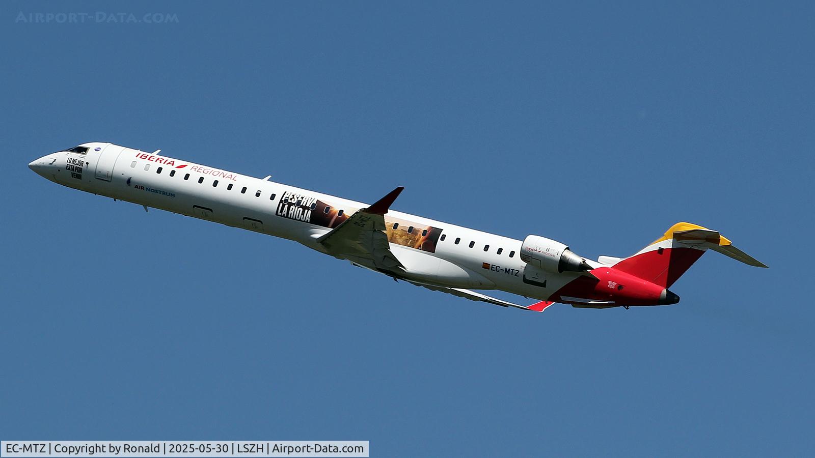 EC-MTZ, 2018 Bombardier CRJ-1000 (CL-600-2E25) C/N 19060, at zrh