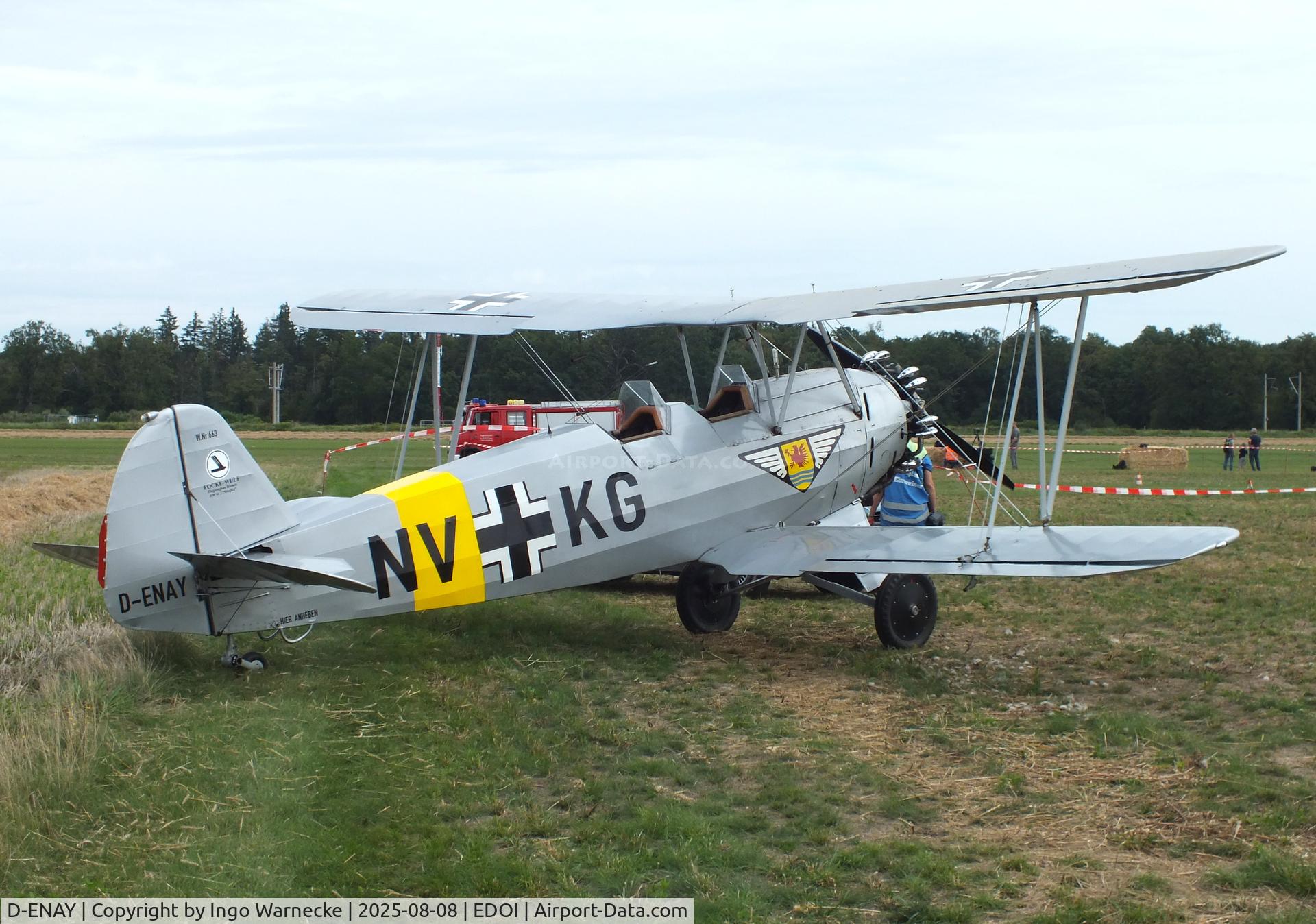 D-ENAY, 1940 Focke-Wulf Sk12 Stieglitz (Fw-44J) C/N 45, Focke-Wulf Fw 44J Stieglitz at Bienenfarm airfield during the 2025 Quax Bücker-Treffen (Bücker-Meeting) and Vintage Aerobatic World Championships