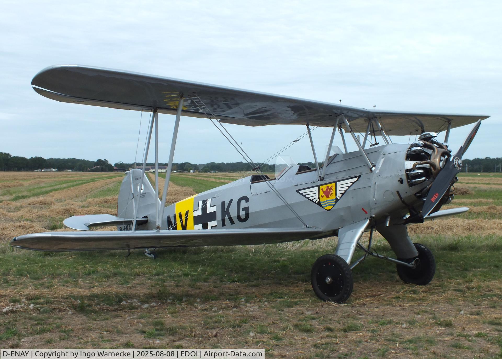 D-ENAY, 1940 Focke-Wulf Sk12 Stieglitz (Fw-44J) C/N 45, Focke-Wulf Fw 44J Stieglitz at Bienenfarm airfield during the 2025 Quax Bücker-Treffen (Bücker-Meeting) and Vintage Aerobatic World Championships