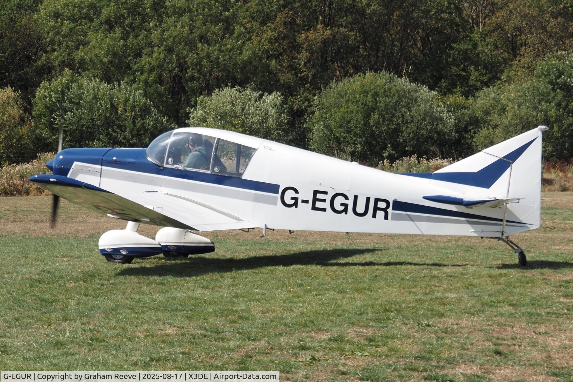 G-EGUR, 1961 Jodel D-140B Mousequetaire II C/N 52, Just landed at Deenethorpe.