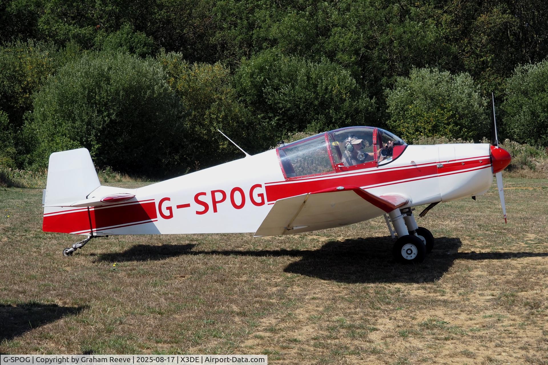 G-SPOG, 1962 SAN Jodel DR-1050 Ambassadeur C/N 155, Just landed at Deenethorpe.