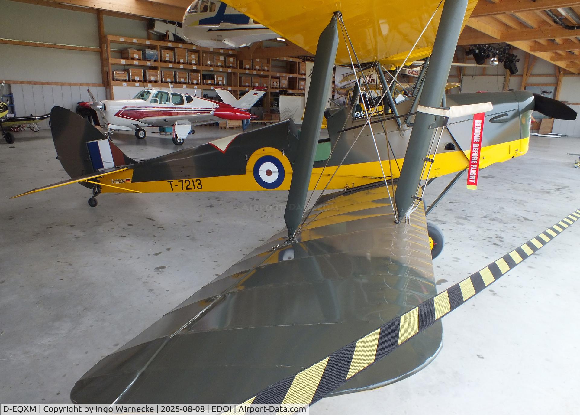 D-EQXM, 1943 De Havilland DH-82A Tiger Moth II C/N 83683, De Havilland D.H.82A Tiger Moth at Bienenfarm airfield during the 2025 Quax Bücker-Treffen (Bücker-Meeting) and Vintage Aerobatic World Championships