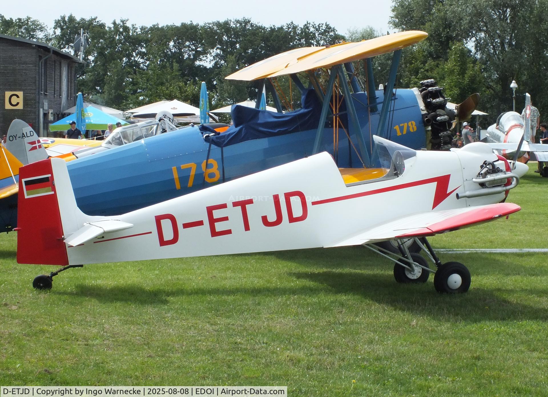 D-ETJD, Druine (Stark) D.31D-1 Turbulent C/N 133, Druine (Stark) D.31D-1 Turbulent at Bienenfarm airfield during the 2025 Quax Bücker-Treffen (Bücker-Meeting) and Vintage Aerobatic World Championships