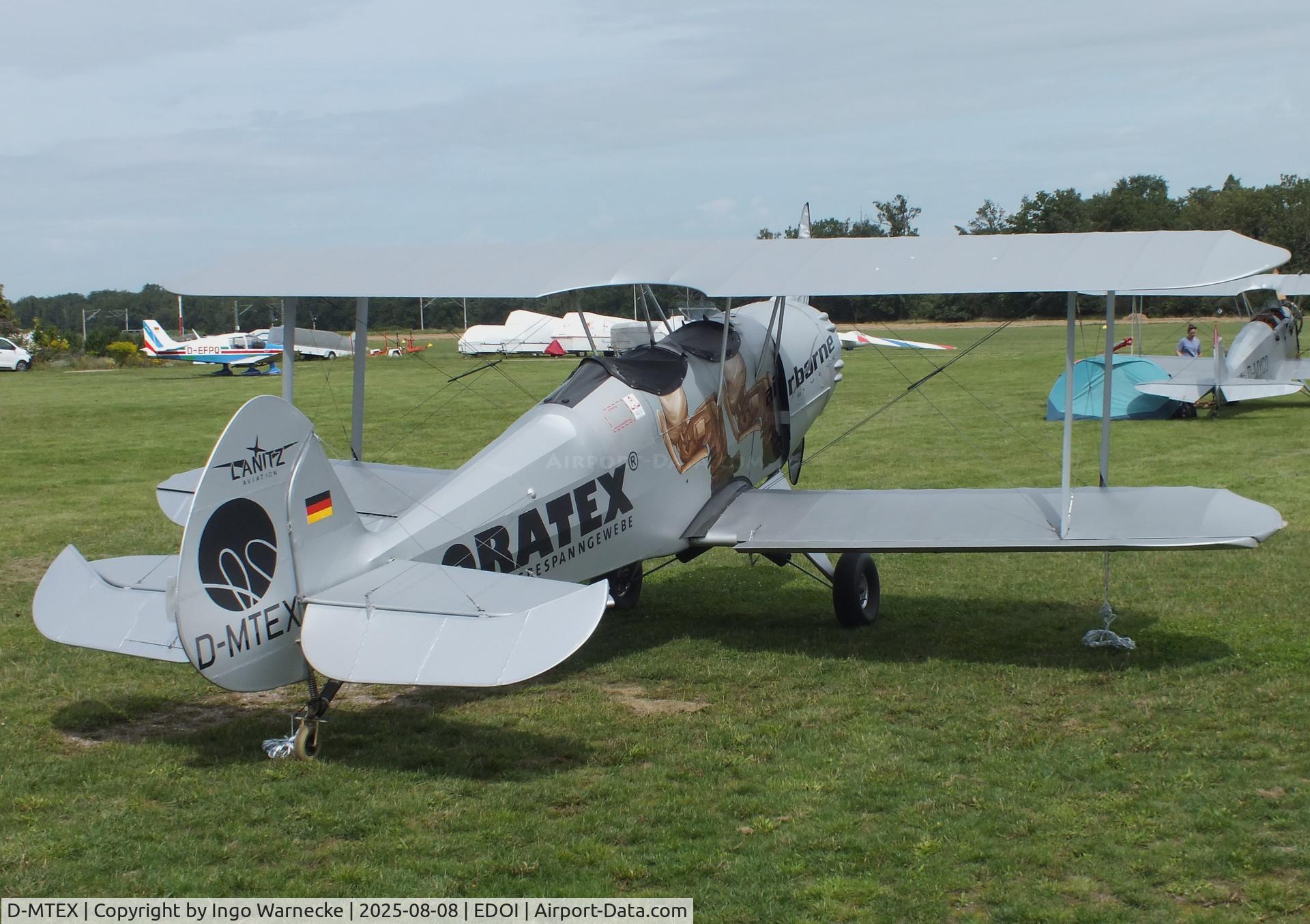 D-MTEX, Platzer Kiebitz B13 C/N 341, Platzer Kiebitz B13 at Bienenfarm airfield during the 2025 Quax Bücker-Treffen (Bücker-Meeting) and Vintage Aerobatic World Championships
