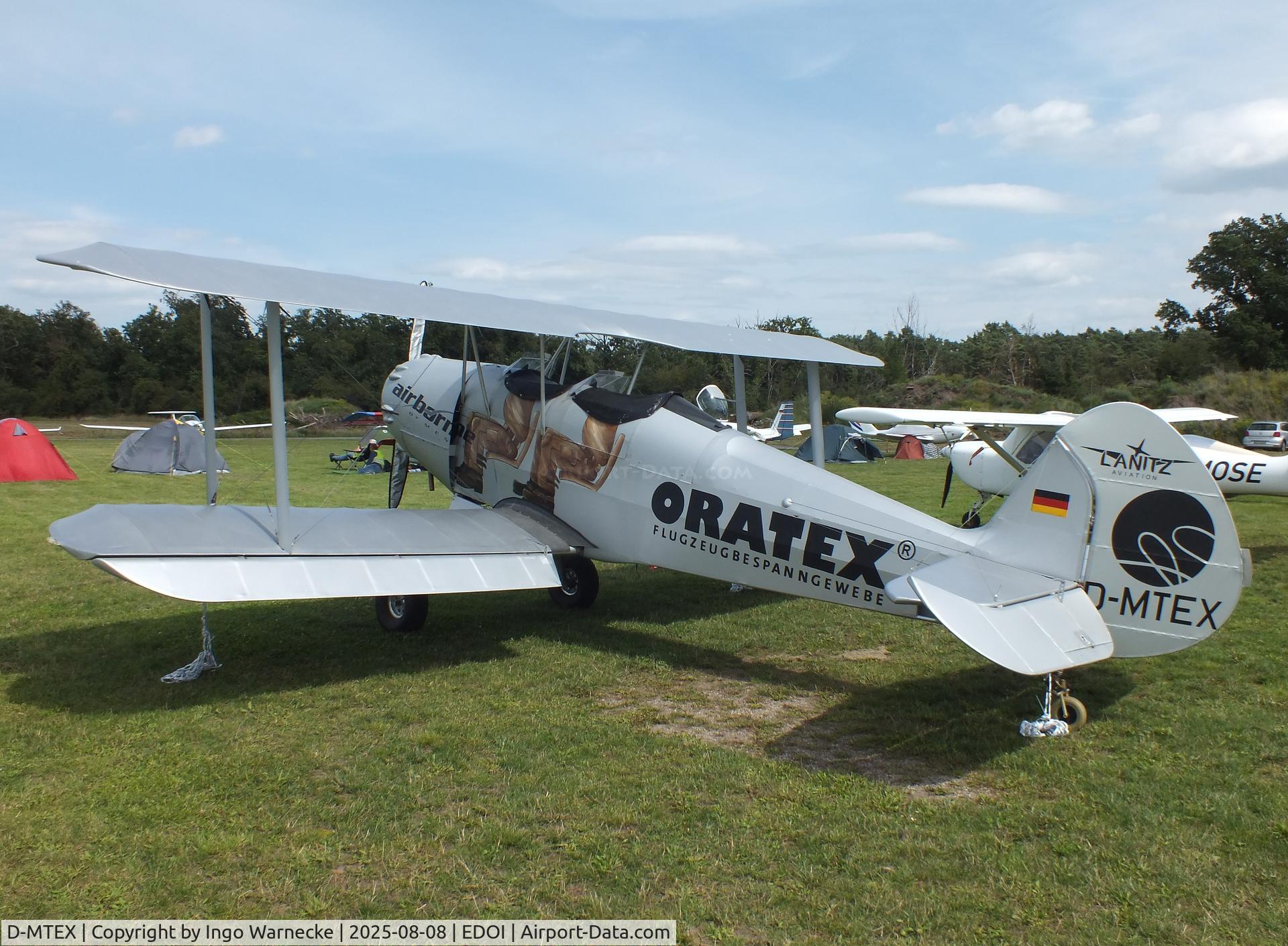 D-MTEX, Platzer Kiebitz B13 C/N 341, Platzer Kiebitz B13 at Bienenfarm airfield during the 2025 Quax Bücker-Treffen (Bücker-Meeting) and Vintage Aerobatic World Championships