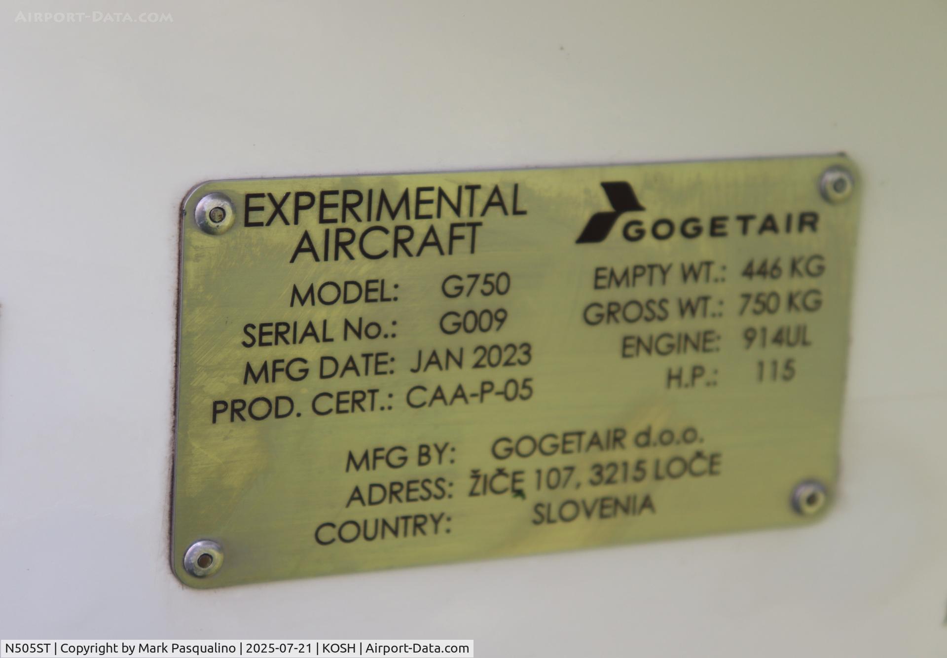 N505ST, 2023 GOGETAIR D O O G750 C/N G009, Gogetair G750