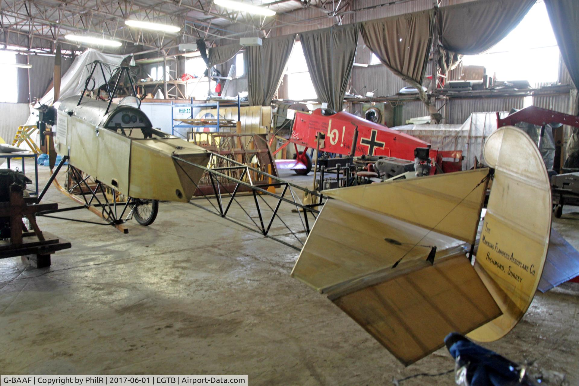 G-BAAF, 1975 Mannings FLANDERS Replica C/N PPS/REP/8, G-BAAF 1975 Manning-Flanders MF.1 Replica of 1910 design Air Expo Booker inside Personal Plane Services hangar