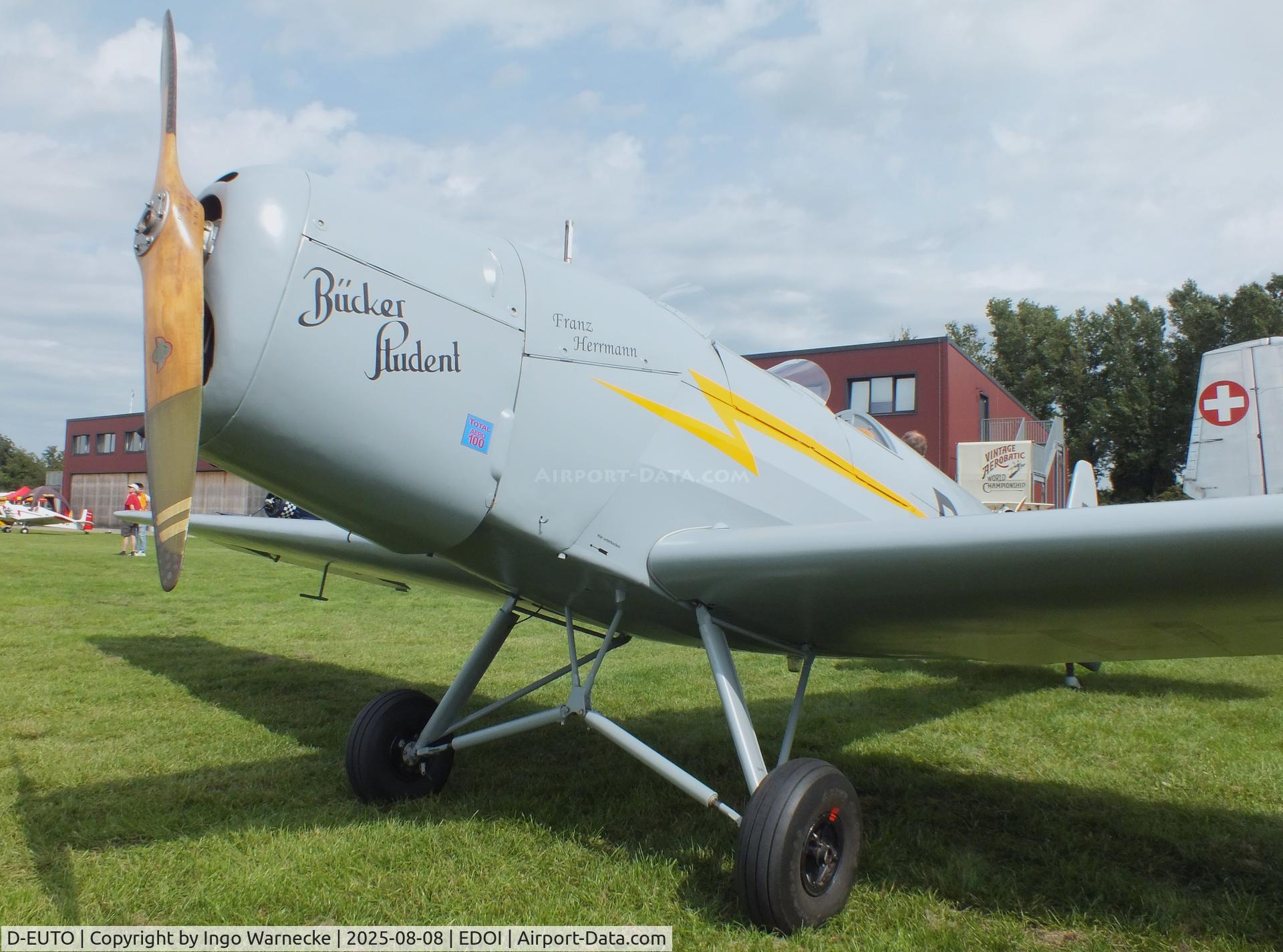 D-EUTO, 1939 Bucker Bu-180B Student C/N 2115, Bücker Bü 180B Student at Bienenfarm airfield during the 2025 Quax Bücker-Treffen (Bücker-Meeting) and Vintage Aerobatic World Championships