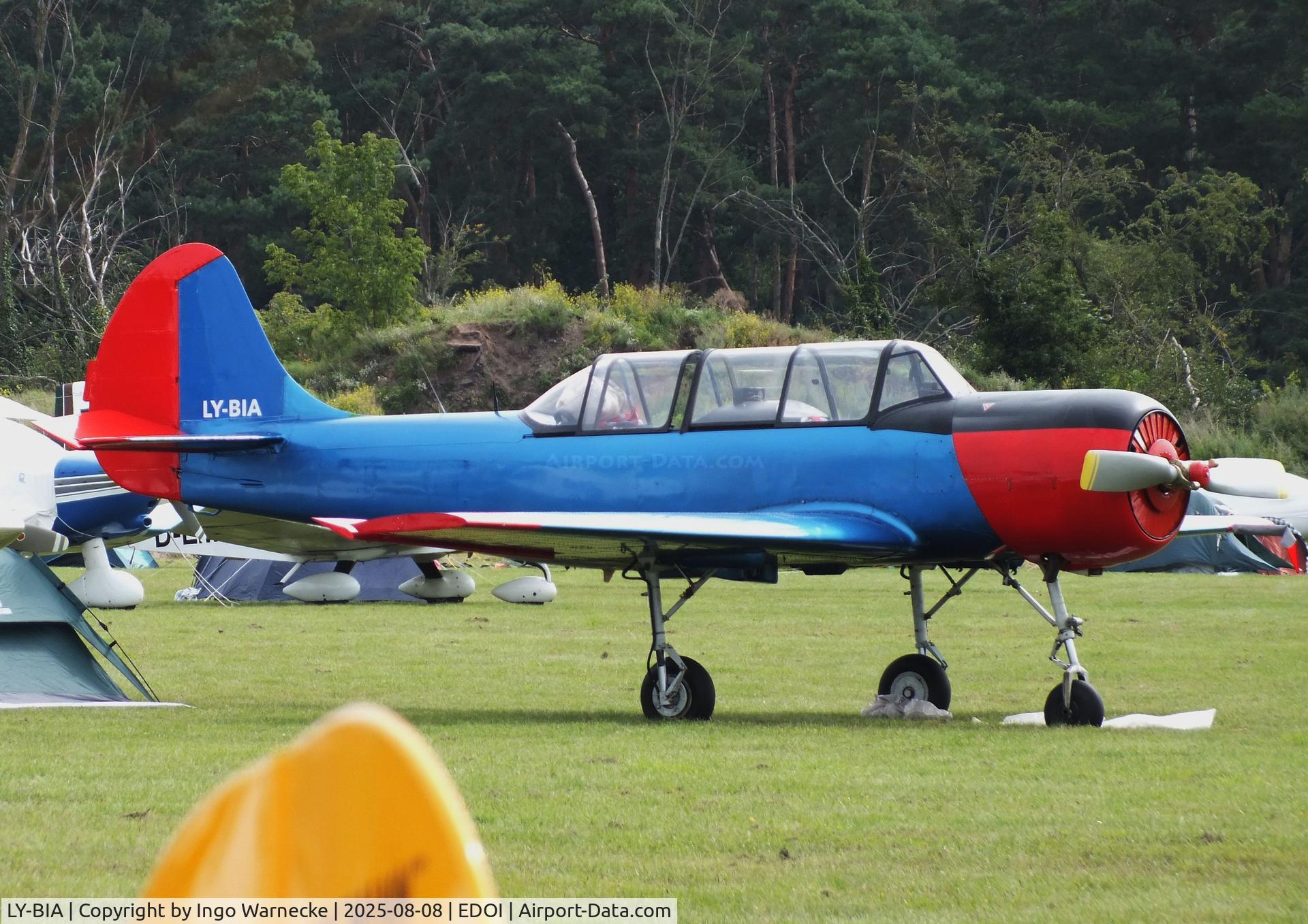 LY-BIA, 1980 Yakovlev Yak-52 C/N 801002, Yakovlev Yak-52 at Bienenfarm airfield during the 2025 Quax Bücker-Treffen (Bücker-Meeting) and Vintage Aerobatic World Championships