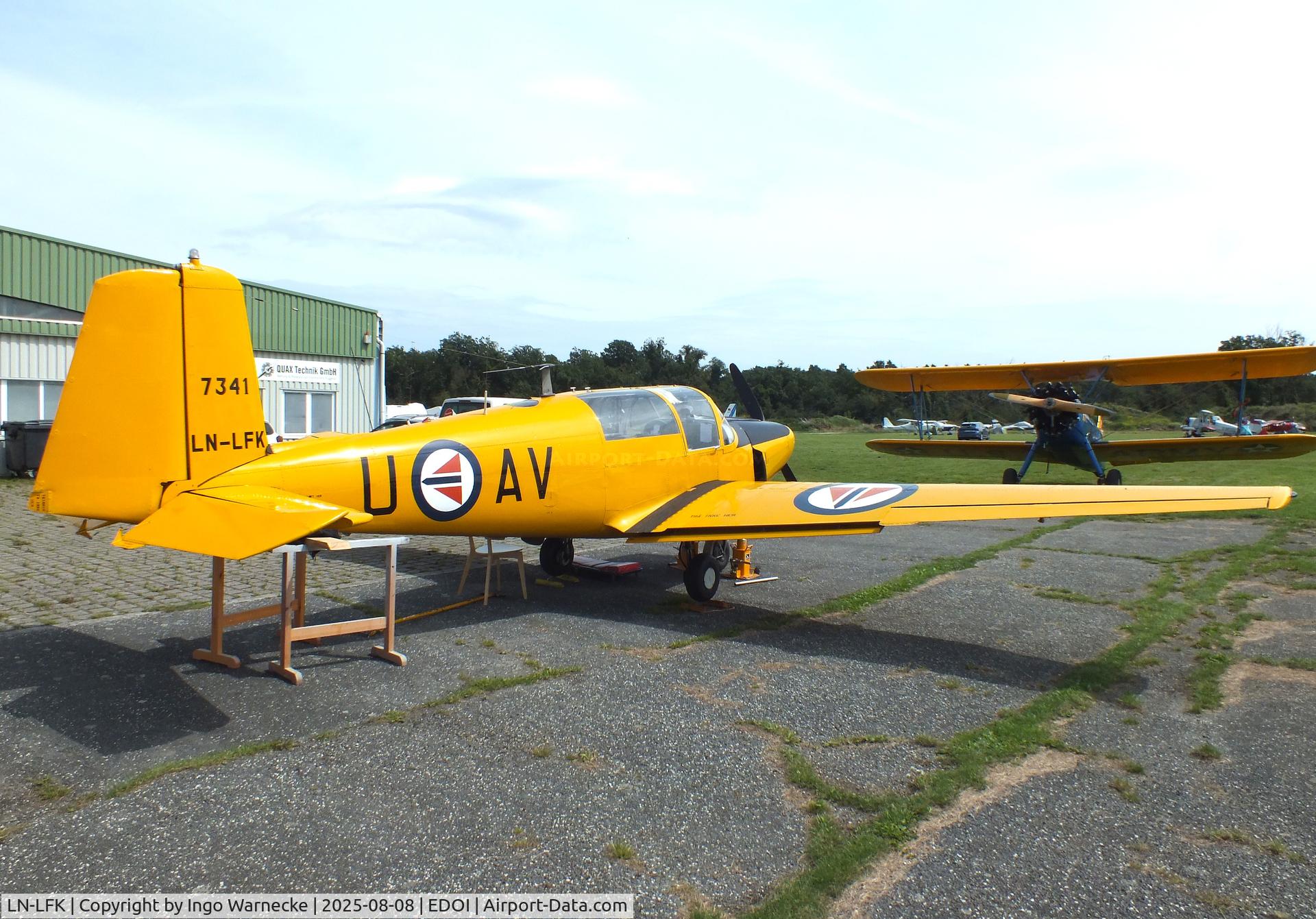 LN-LFK, Saab 91B-2 Safir C/N 91-341, SAAB 91B-2 Safir at Bienenfarm airfield during the 2025 Quax Bücker-Treffen (Bücker-Meeting) and Vintage Aerobatic World Championships
