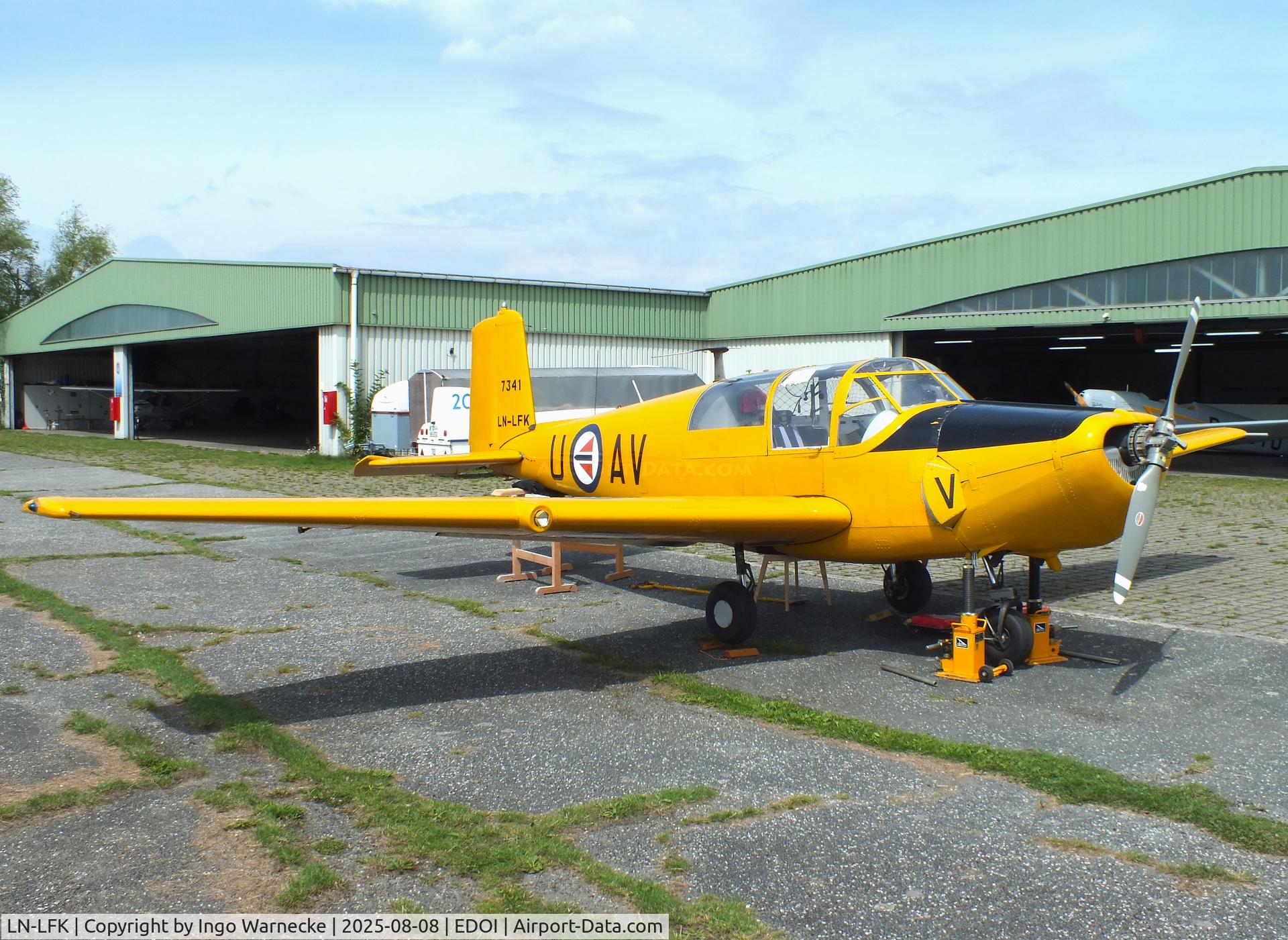 LN-LFK, Saab 91B-2 Safir C/N 91-341, SAAB 91B-2 Safir at Bienenfarm airfield during the 2025 Quax Bücker-Treffen (Bücker-Meeting) and Vintage Aerobatic World Championships