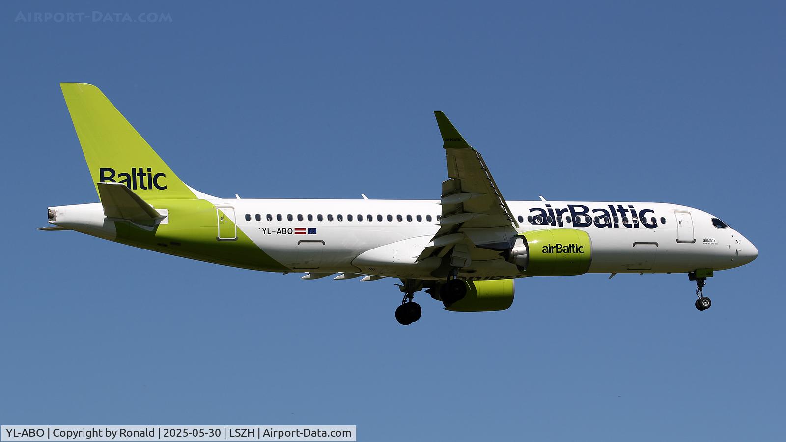 YL-ABO, 2023 Airbus Canada A220-300 C/N 55219, at zrh