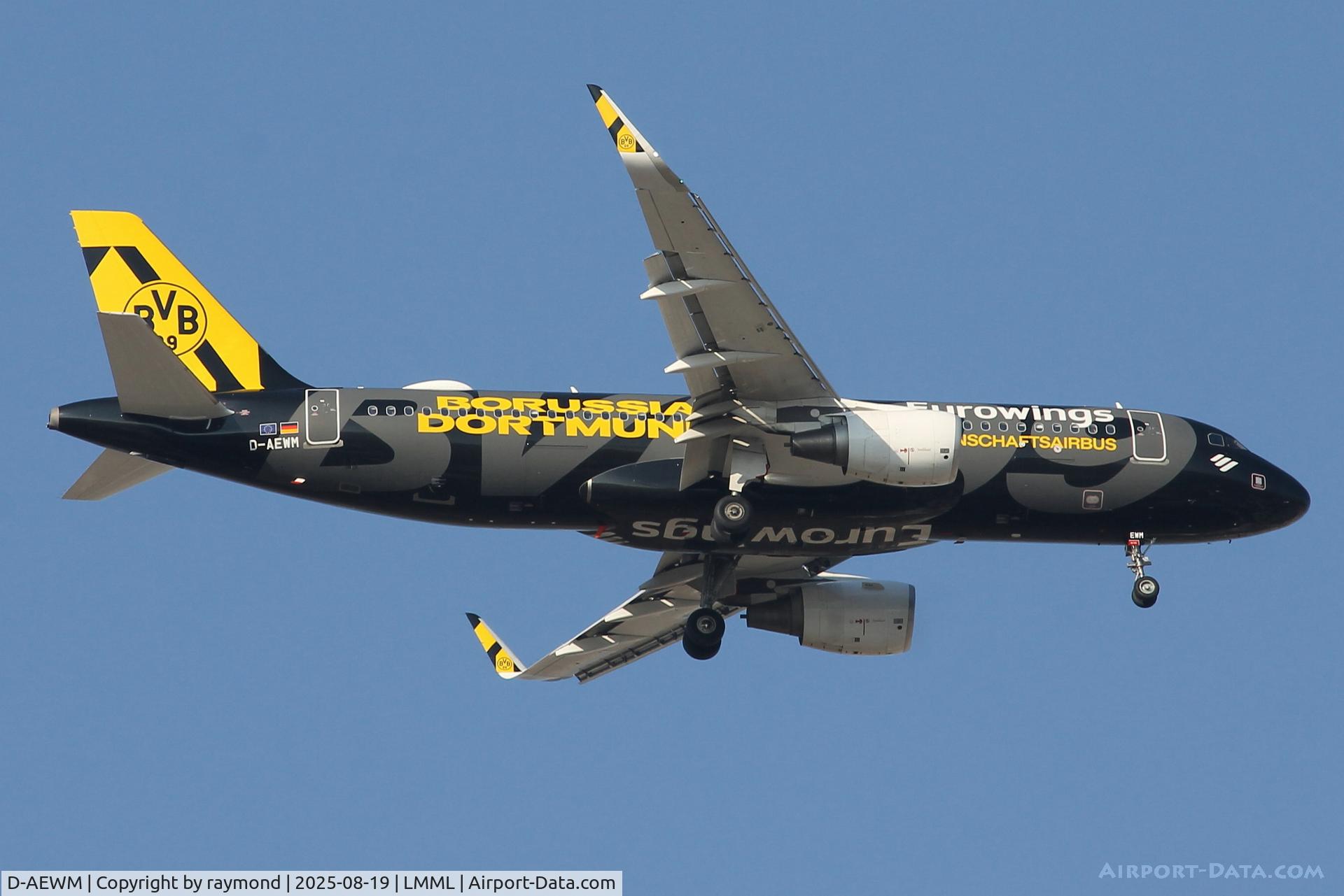 D-AEWM, 2016 Airbus A320-214 C/N 7259, Airbus A320-214 reg D-AEWM of Eurowings in Borussia Dortmund FC livery landing on RW13 in Malta.