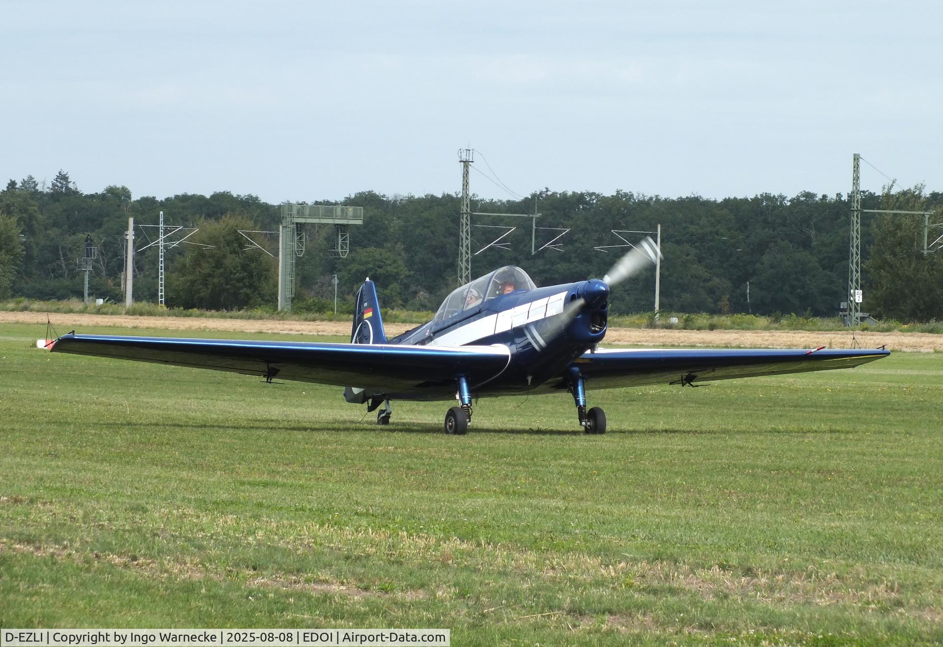 D-EZLI, 1971 Zlin Z-526F Trener Master C/N 1238, Zlin Z-526F Trener Master at Bienenfarm airfield during the 2025 Quax Bücker-Treffen (Bücker-Meeting) and Vintage Aerobatic World Championships