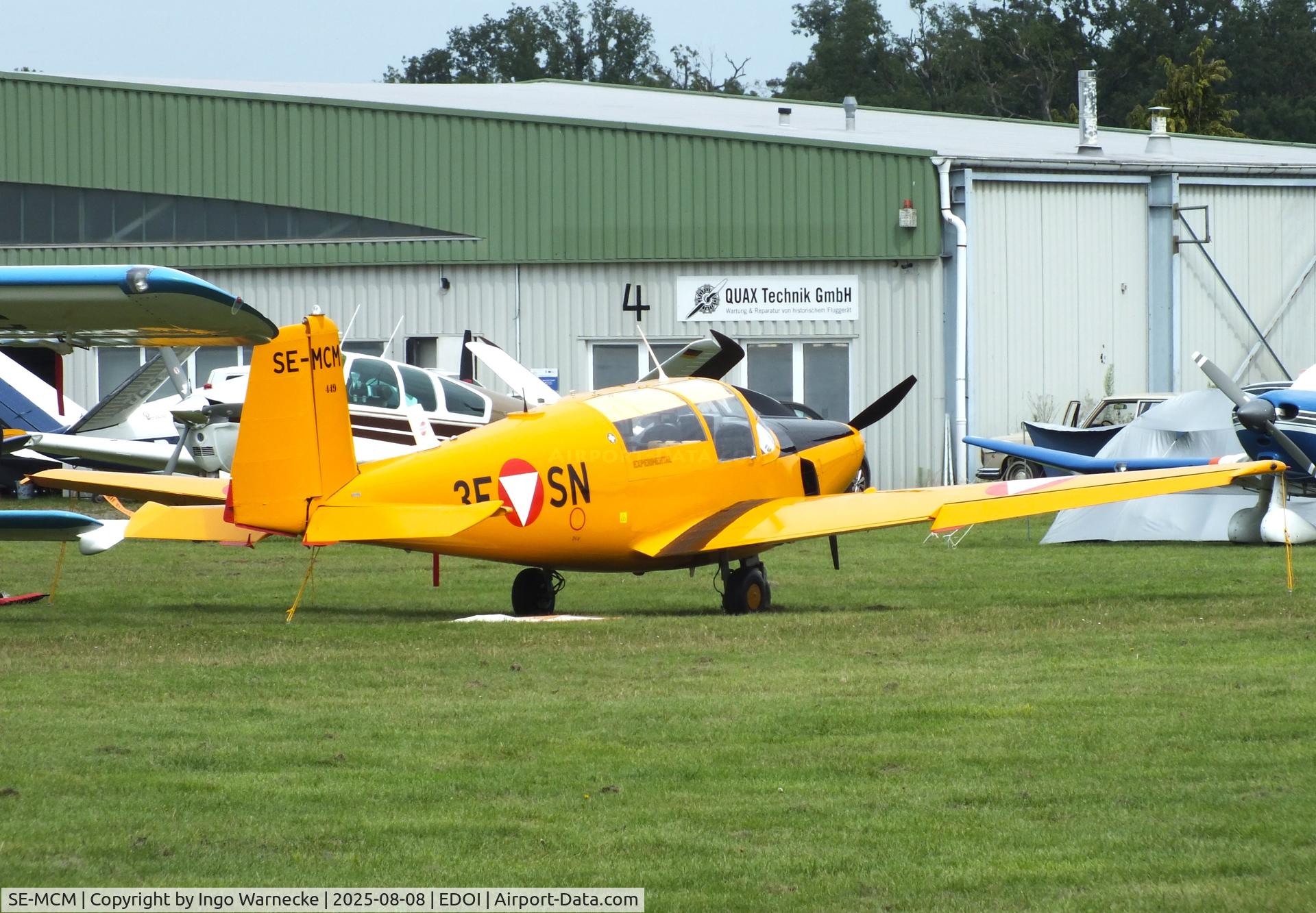 SE-MCM, Saab 91D Safir C/N 91-449, Saab 91D Safir at Bienenfarm airfield during the 2025 Quax Bücker-Treffen (Bücker-Meeting) and Vintage Aerobatic World Championships