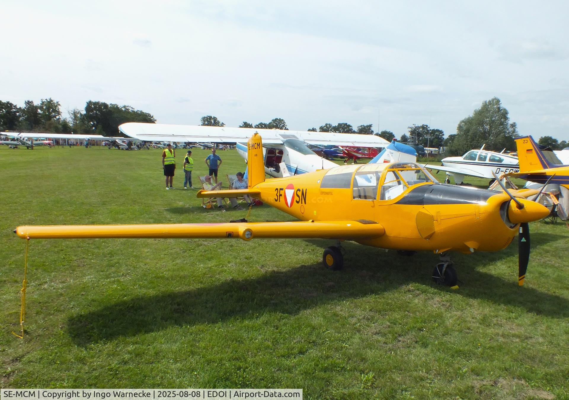 SE-MCM, Saab 91D Safir C/N 91-449, Saab 91D Safir at Bienenfarm airfield during the 2025 Quax Bücker-Treffen (Bücker-Meeting) and Vintage Aerobatic World Championships