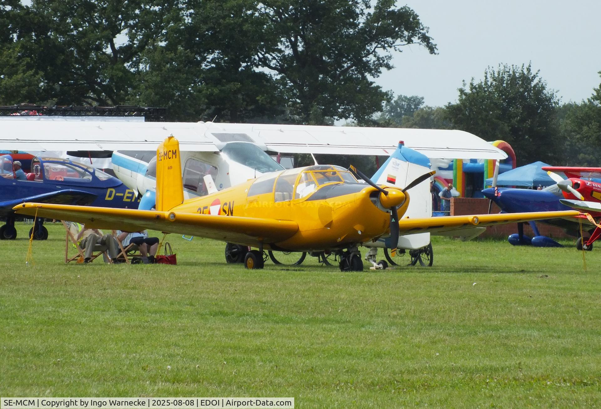 SE-MCM, Saab 91D Safir C/N 91-449, Saab 91D Safir at Bienenfarm airfield during the 2025 Quax Bücker-Treffen (Bücker-Meeting) and Vintage Aerobatic World Championships