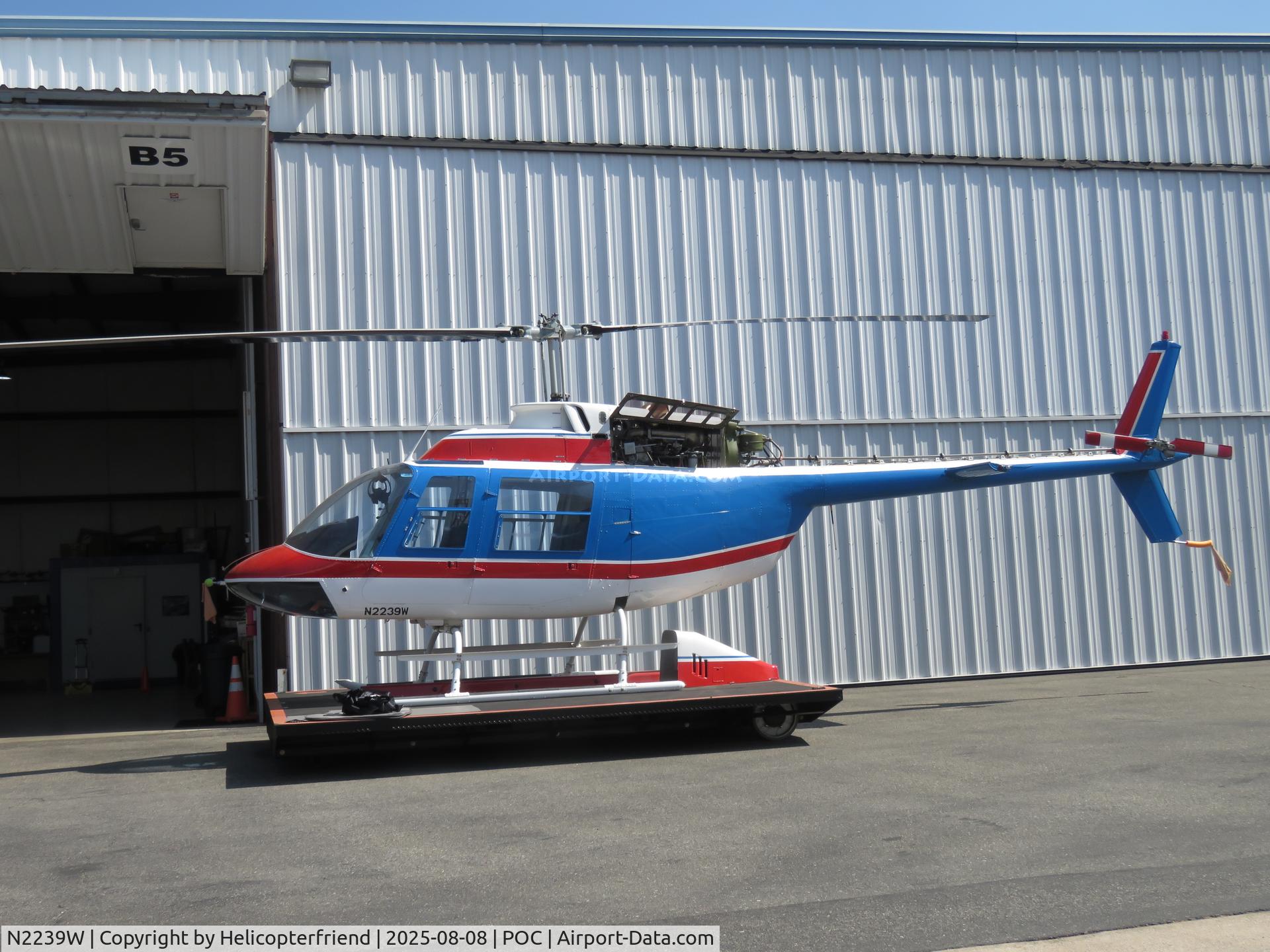 N2239W, 1969 Bell 206A JetRanger C/N 461, Parked by hanger