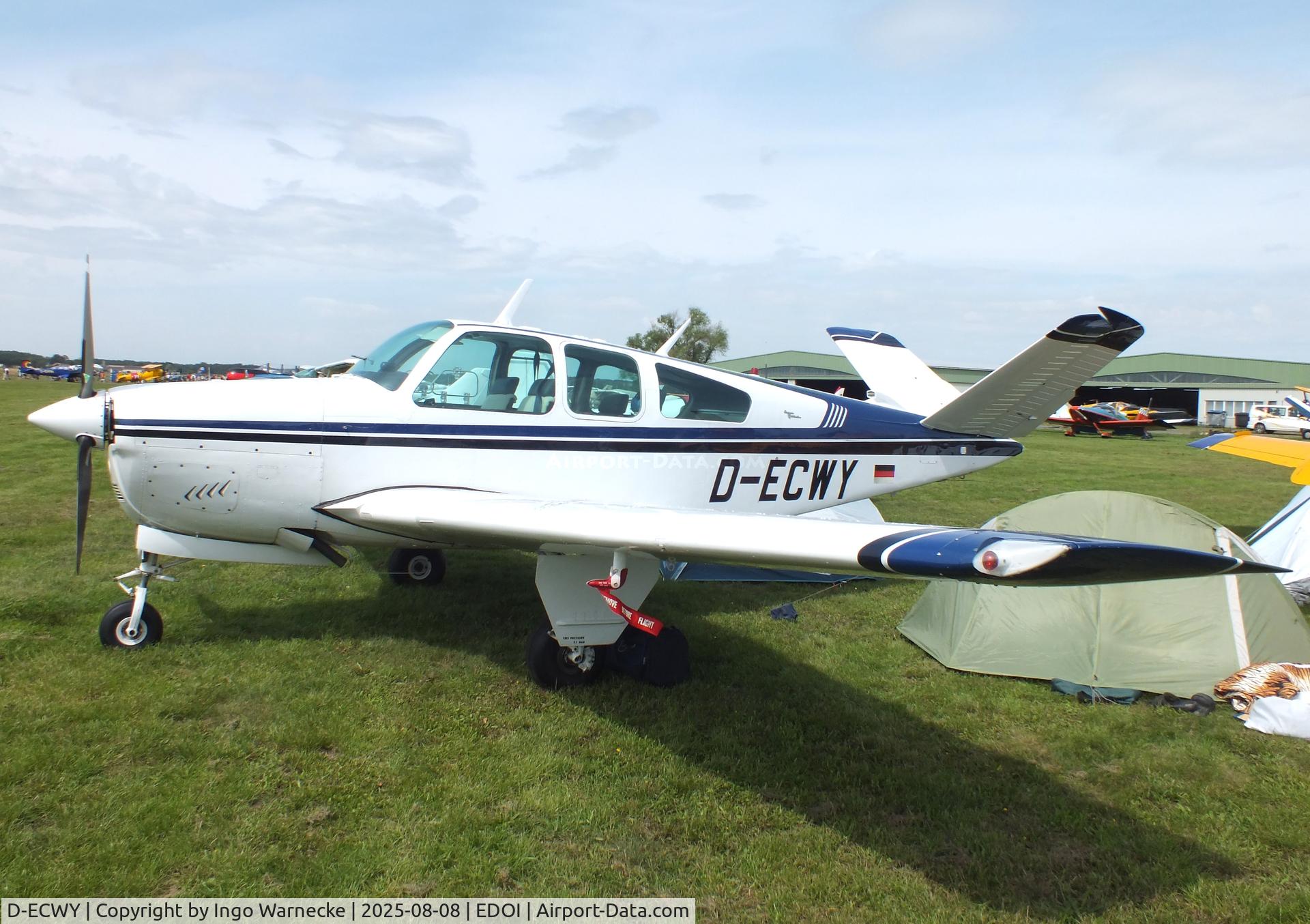 D-ECWY, 1966 Beech V35 Bonanza C/N D-8079, Beechcraft V35 Bonanza at Bienenfarm airfield during the 2025 Quax Bücker-Treffen (Bücker-Meeting) and Vintage Aerobatic World Championships