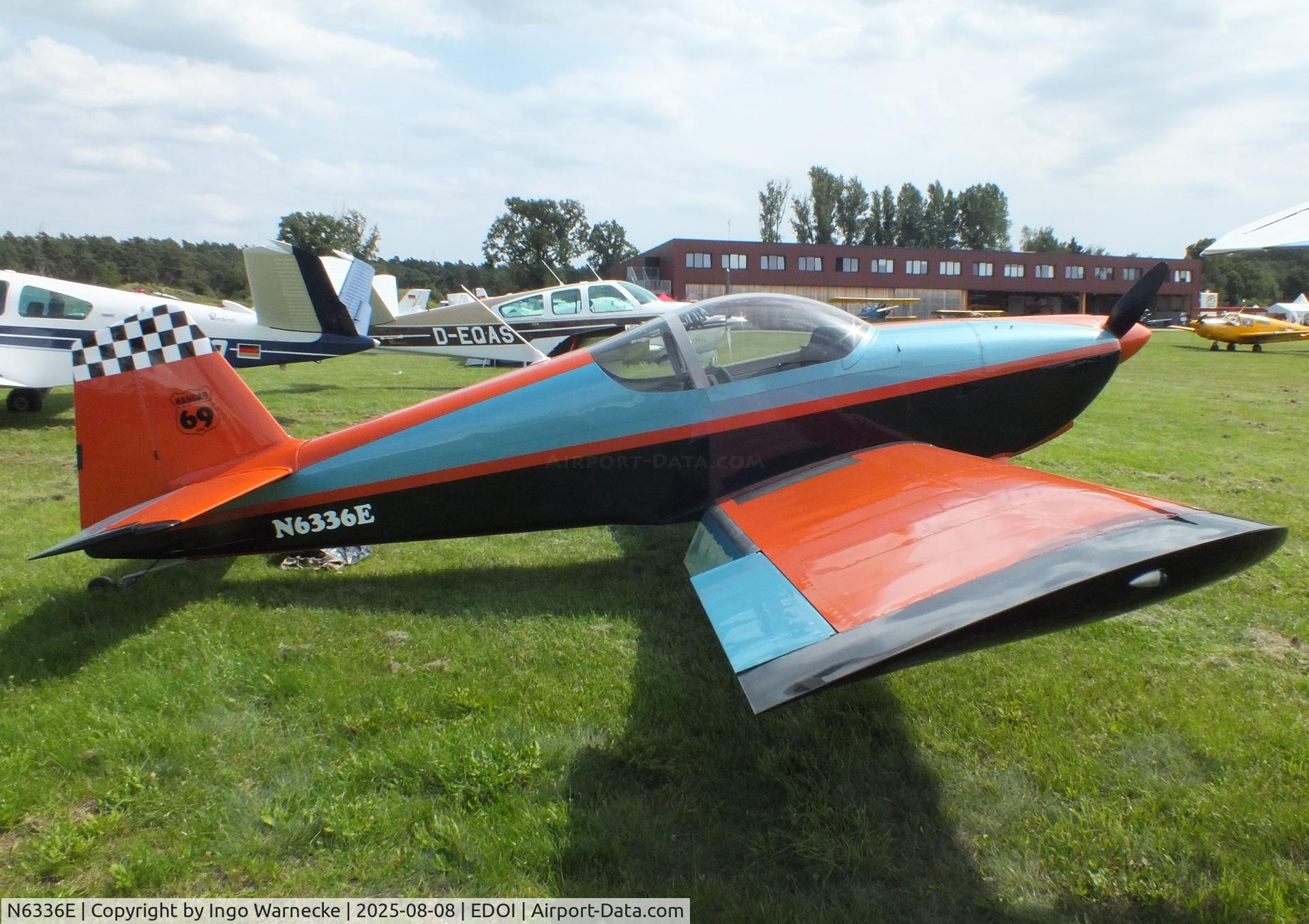 N6336E, 1998 Vans RV-6 C/N 21394, Vans RV-6 at Bienenfarm airfield during the 2025 Quax Bücker-Treffen (Bücker-Meeting) and Vintage Aerobatic World Championships