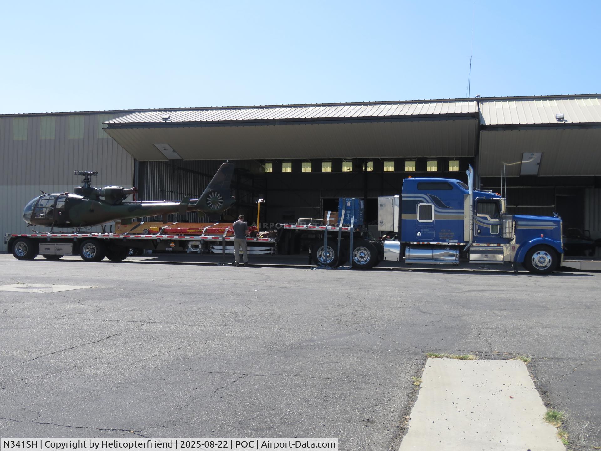 N341SH, 1977 Sud Aviation (Aérospatiale) SA-341F2 Gazelle C/N 1594, Loaded & strapped down