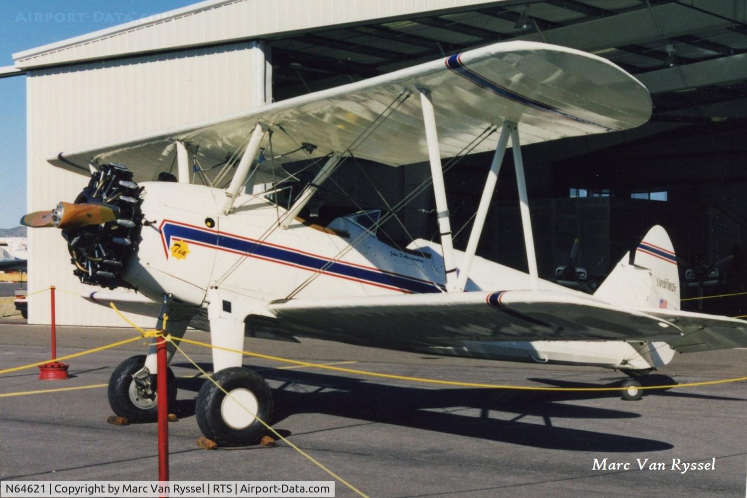 N64621, 1938 Boeing A75 C/N 75-038, N64621 at Reno Air Races in Sept 1998. Became N75JZ in 2016.